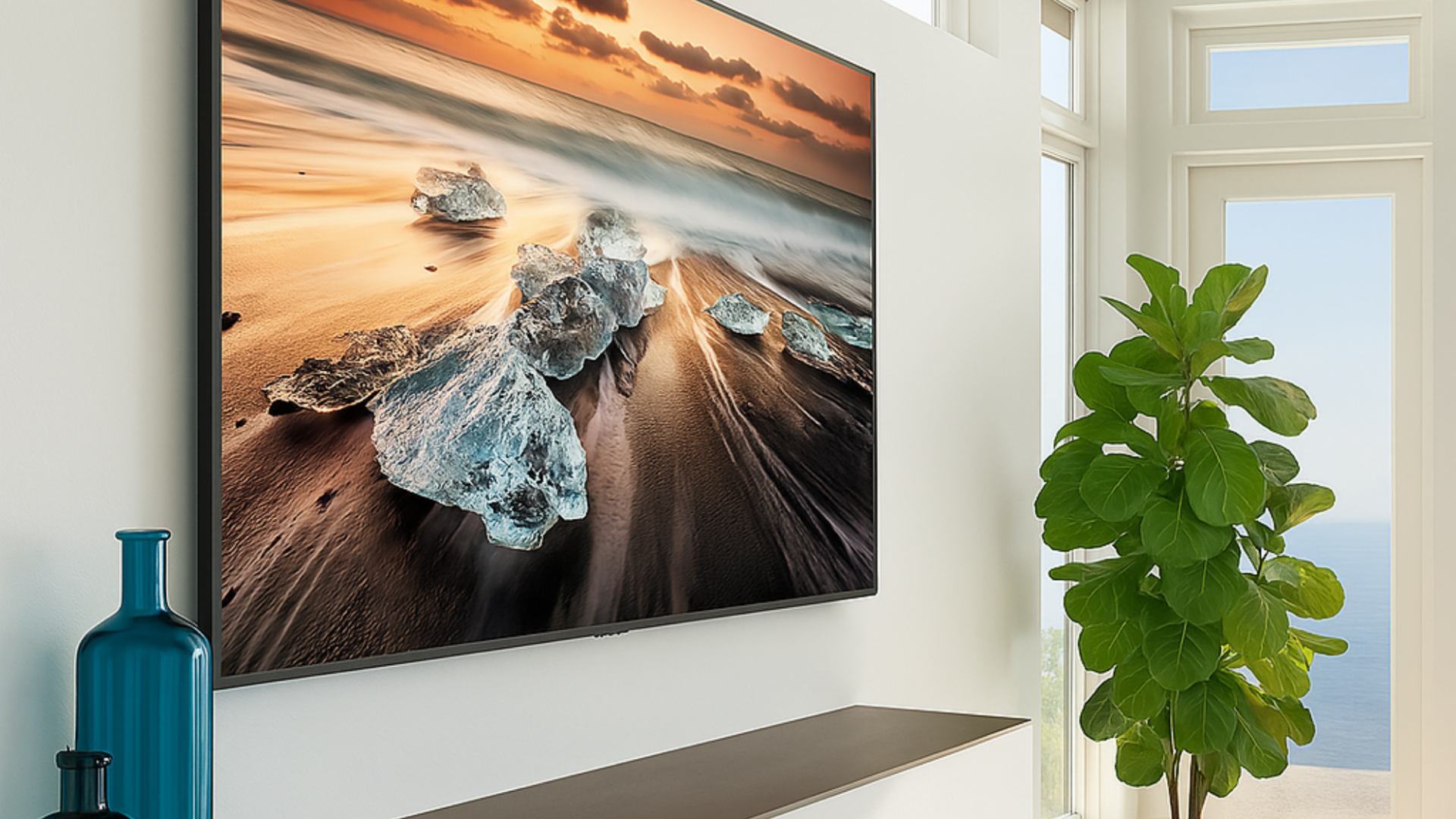 Flache TV-Wandhalterung an Betonwand montiert – A-PEQ APL-3, stabile ultraflache Befestigung 2025