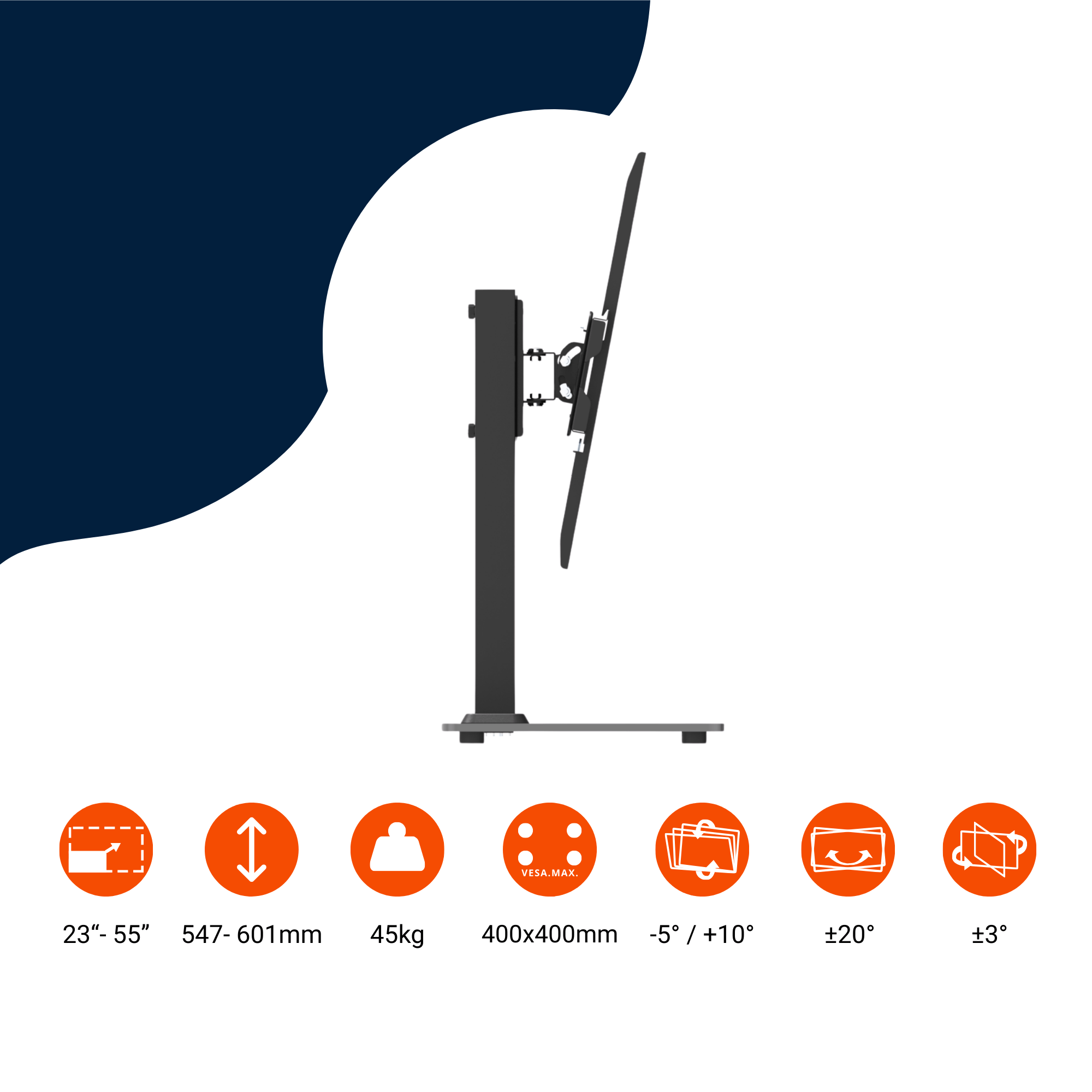 A-PEQ 44AT Dressoir/tafelonderstel | 81-140 cm, 45 kg, VESA 400×400