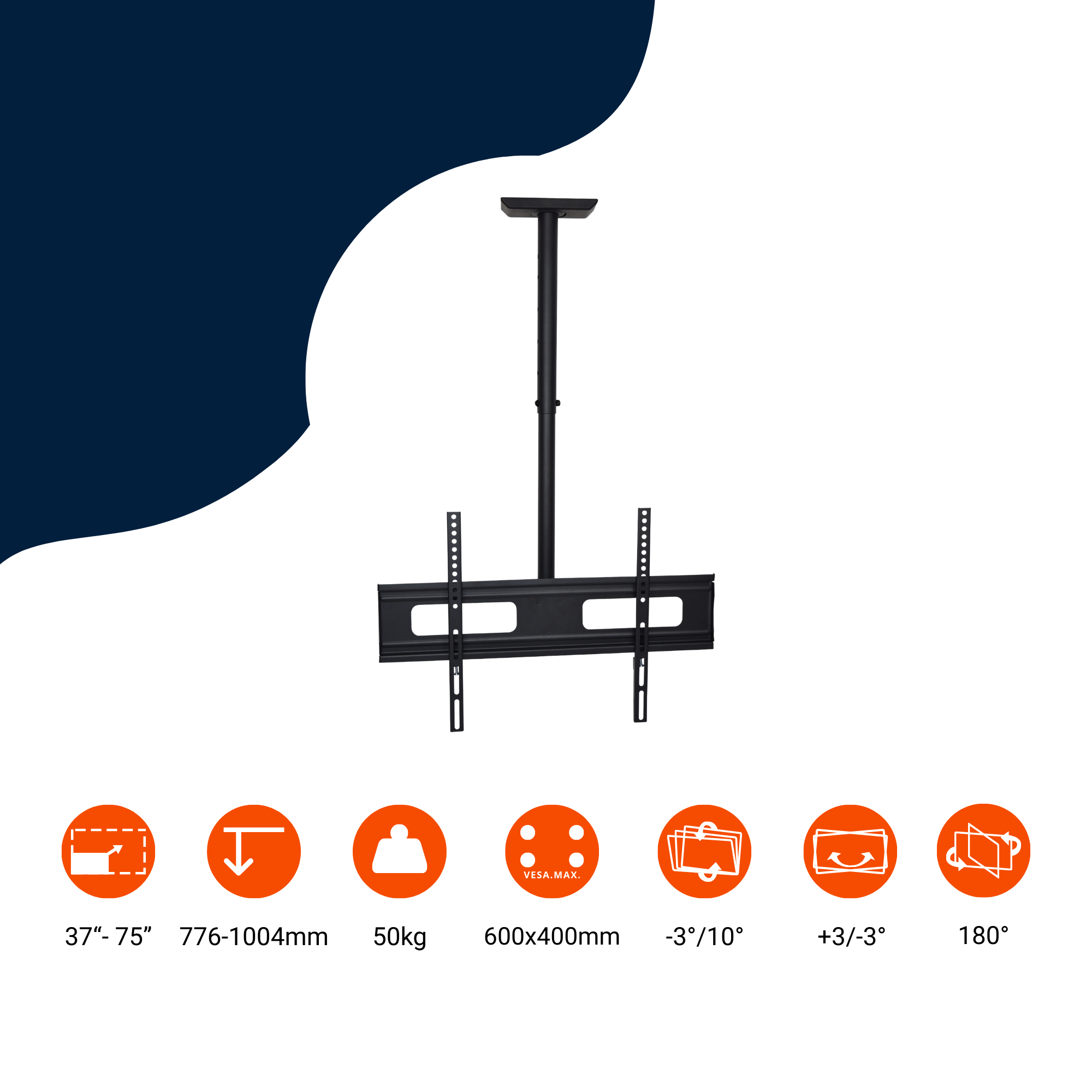 A-PEQ APC-75 Plafondbeugel | tot 190 cm, 50 kg, kantelbaar