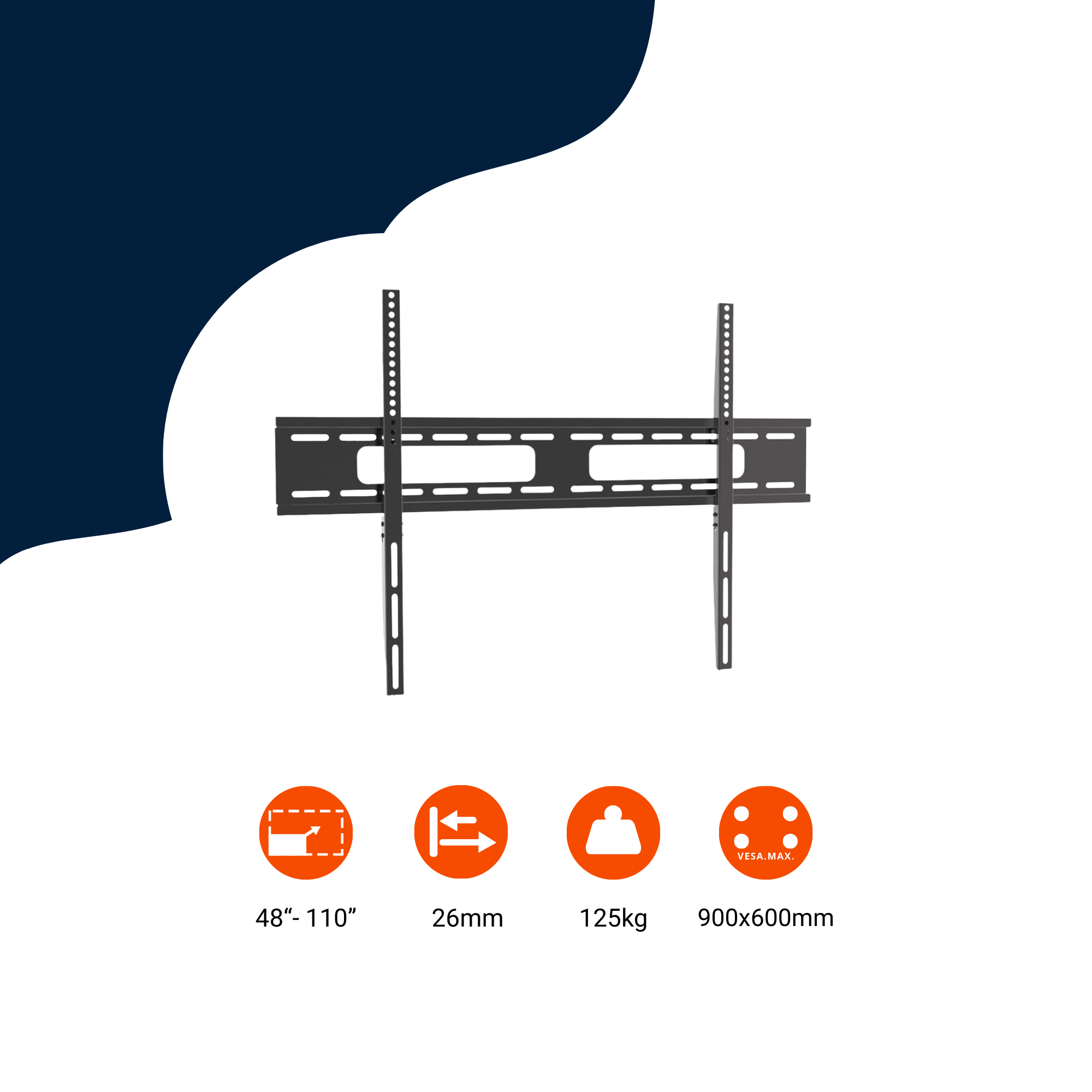 A-PEQ APXL-20B Muurbeugel | tot 280 cm, 125 kg, slechts 2,6 cm tussenruimte