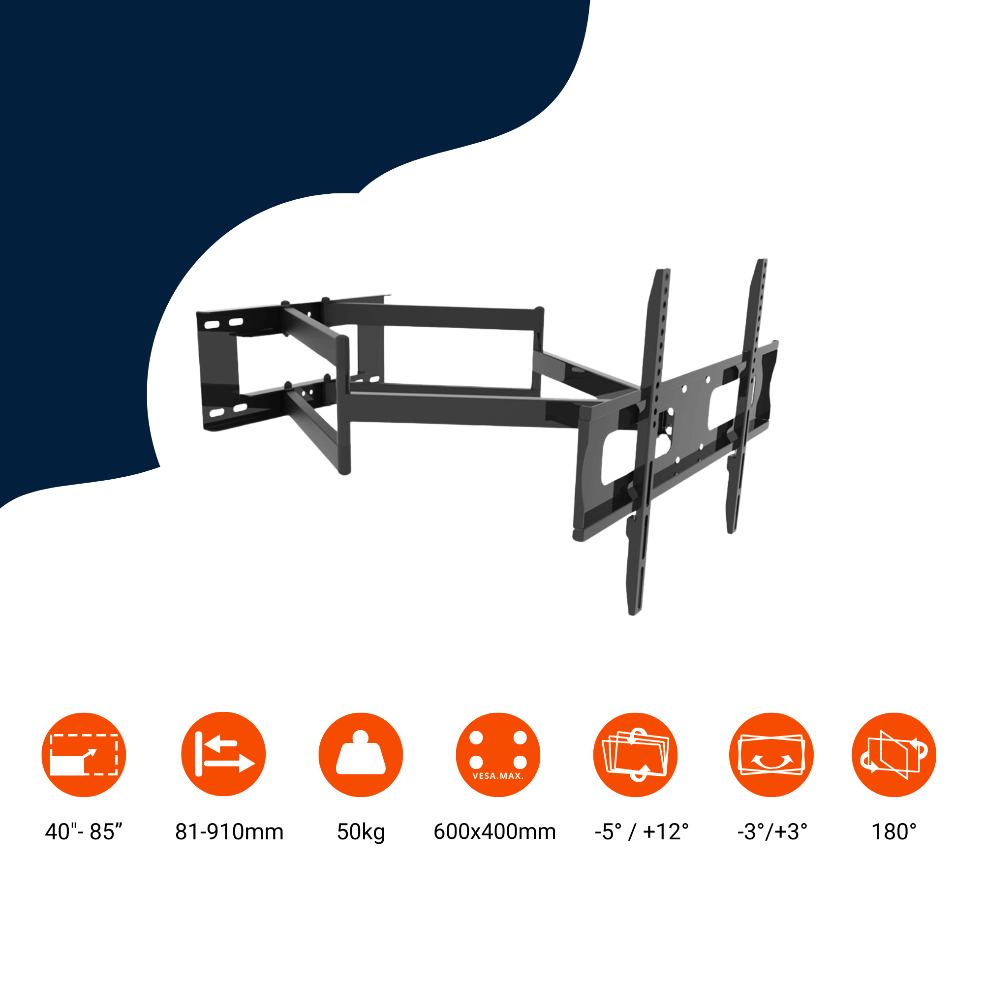 A-PEQ Grande XL Muurbeugel | 85 inch, 91 cm arm, 50 kg