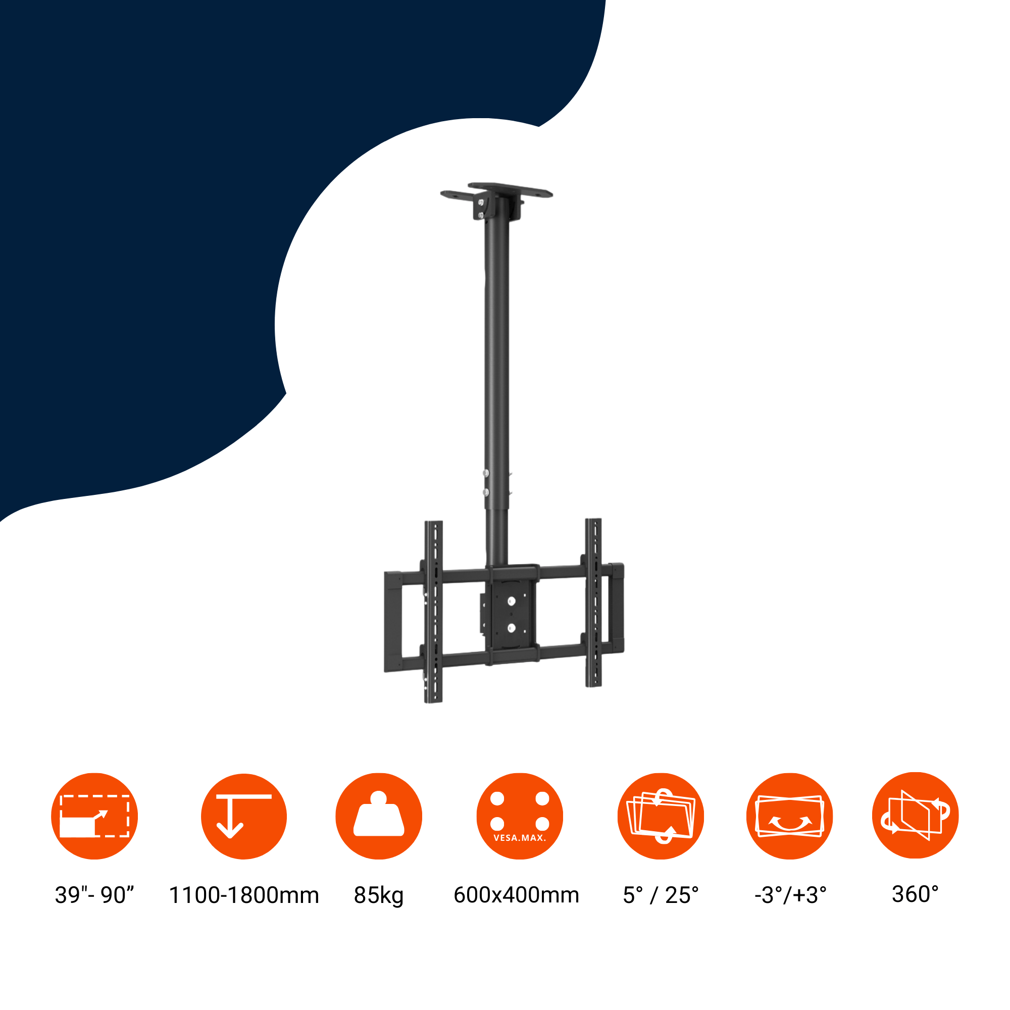 A-PEQ T765 TV Deckenhalterung | 39-90 Zoll, 85 kg