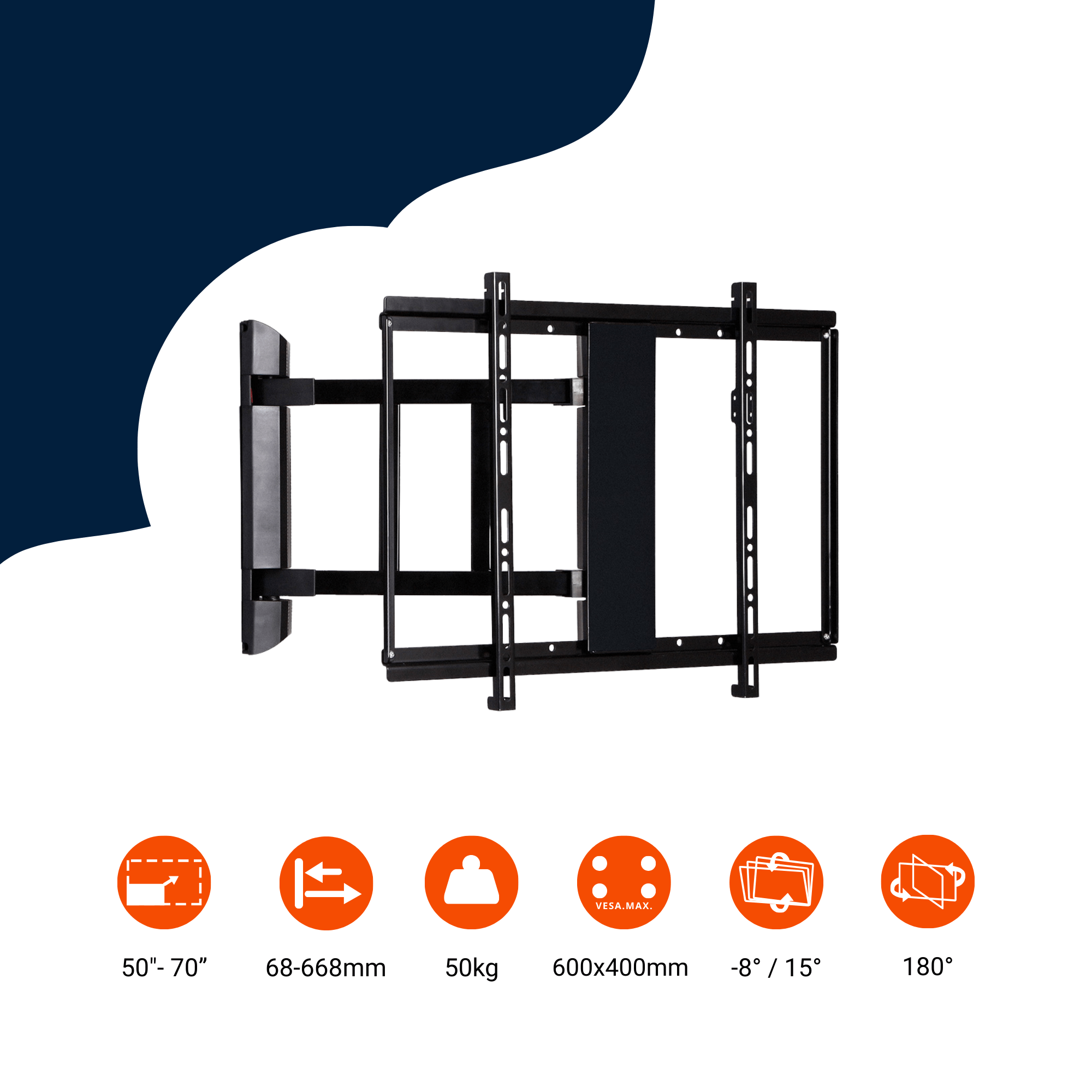 Bratek 64AUTO elektrische draaibare wandhouder | 50-70 inch, 50 kg