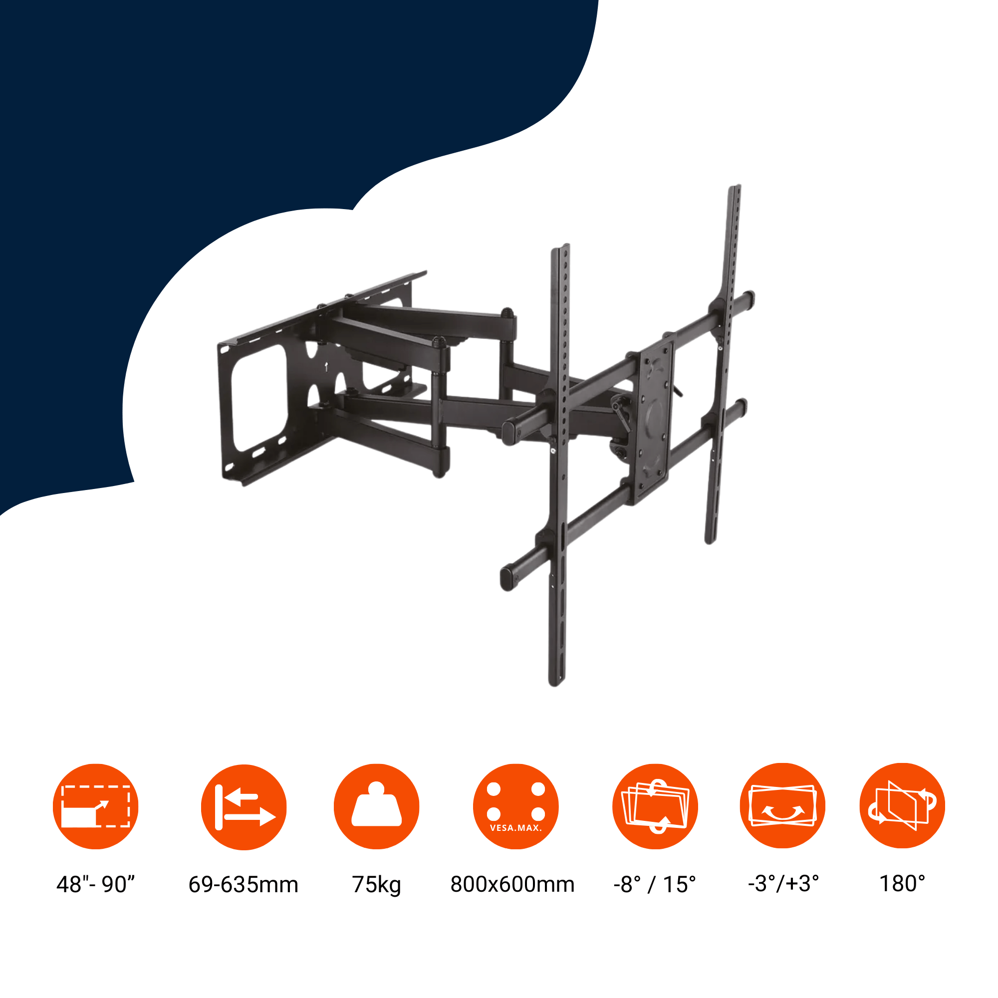 Bratek muurbeugel | 122-223 cm, 75 kg, draaibaar