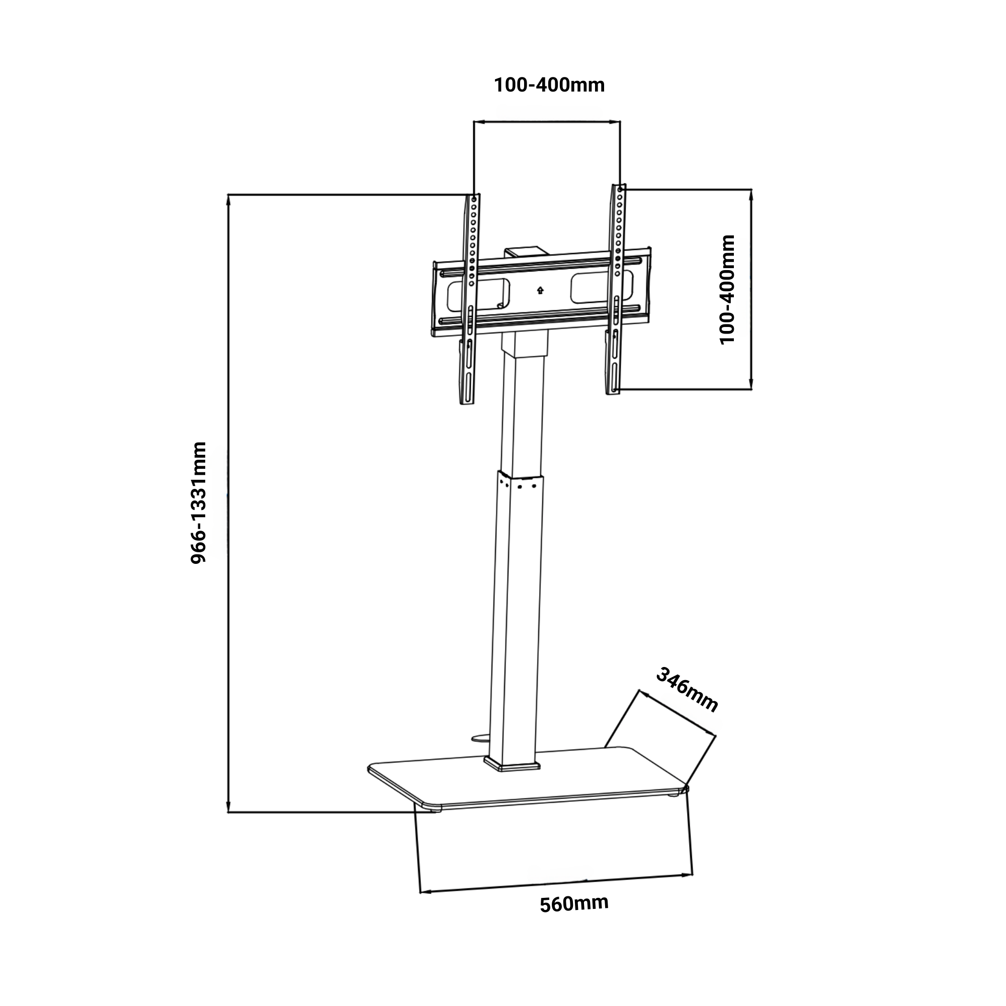 A-PEQ 6444 tv-standaard | tot 65 inch, 35 kg, VESA 400×400