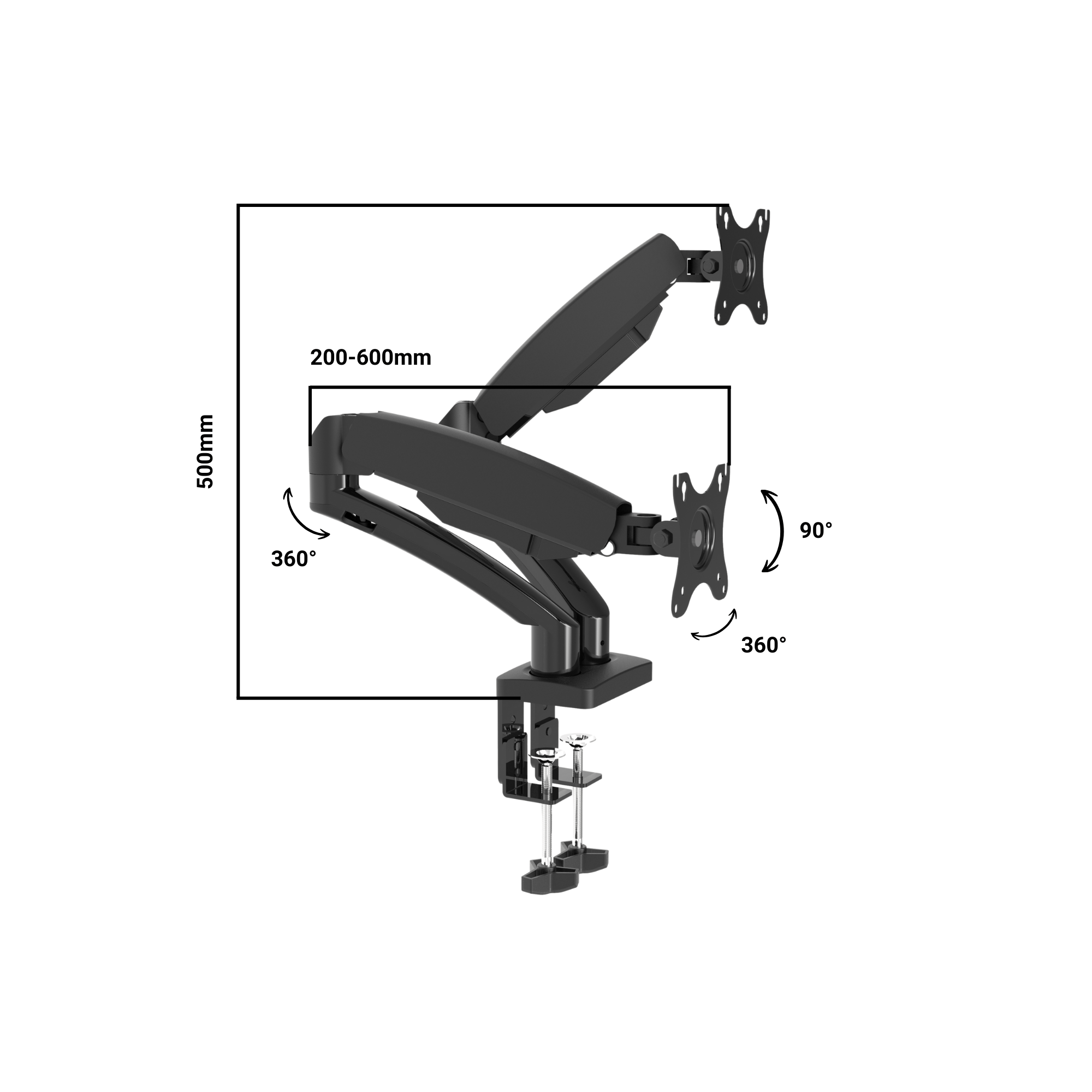 A-PEQ 702 Dubbele monitorarm | 2-8 kg & 2 schermen