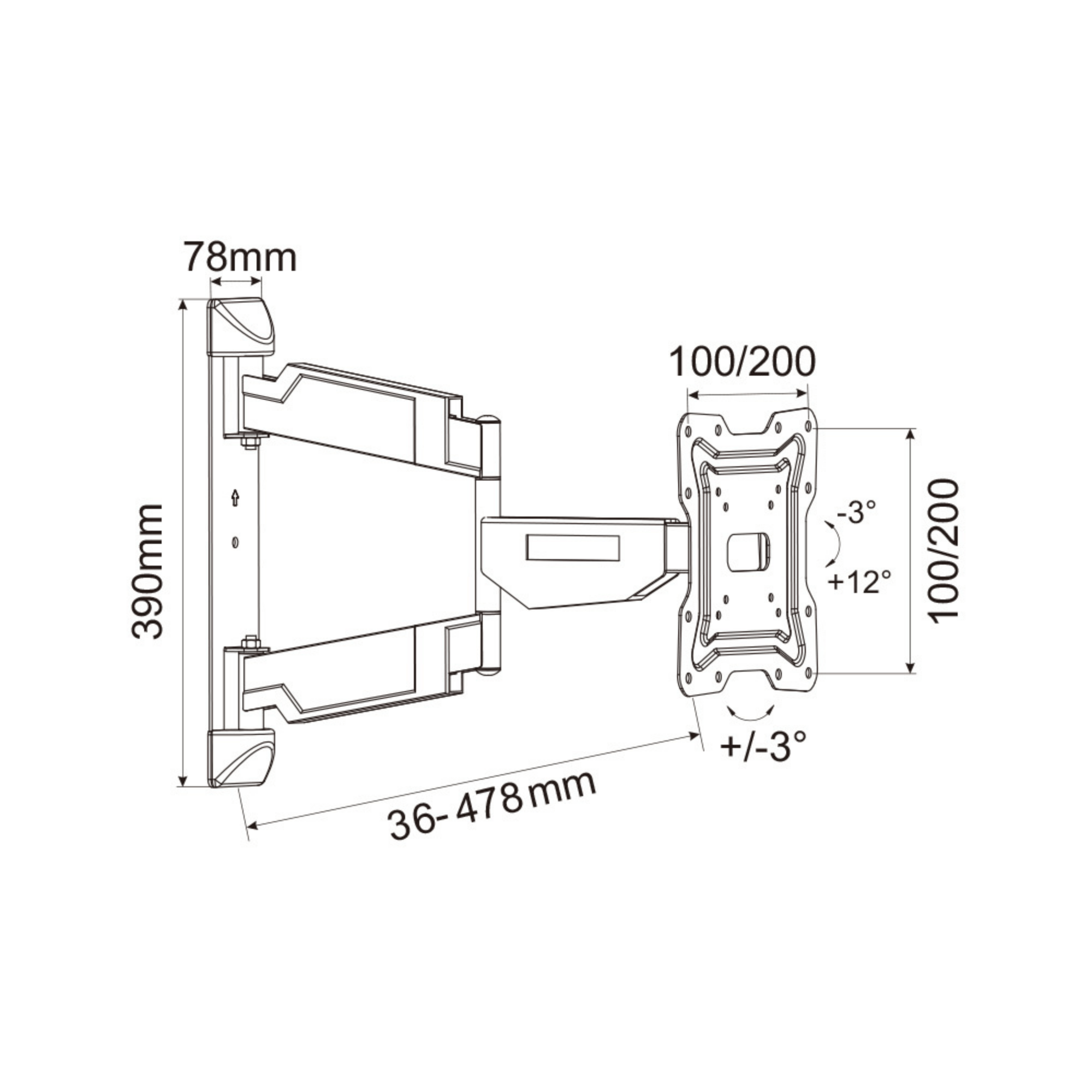 A-PEQ APM-64 Superslanke wandbeugel | 32-65 inch, 35 kg, 3,5 cm tussenruimte