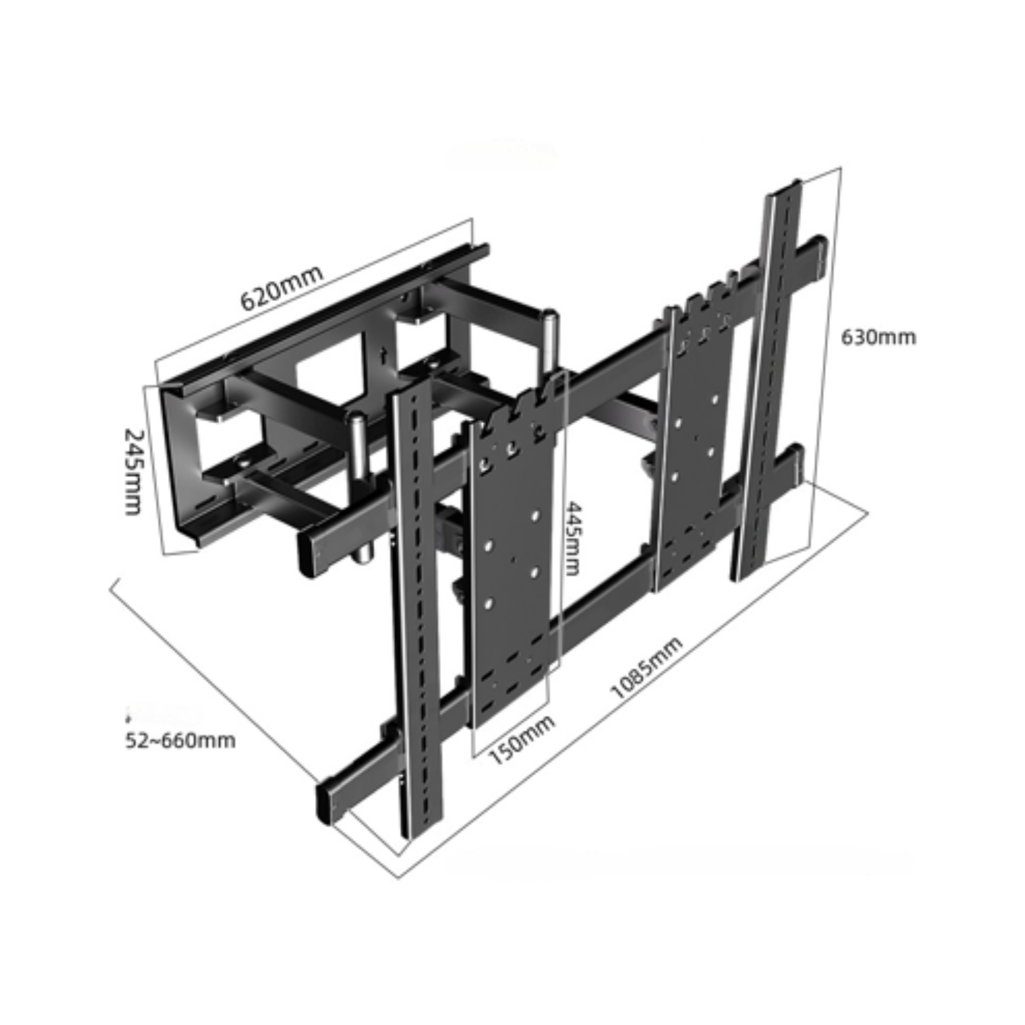 A-PEQ DY1000 Pan en Tilt Muurbeugel 75 tot 120 inch