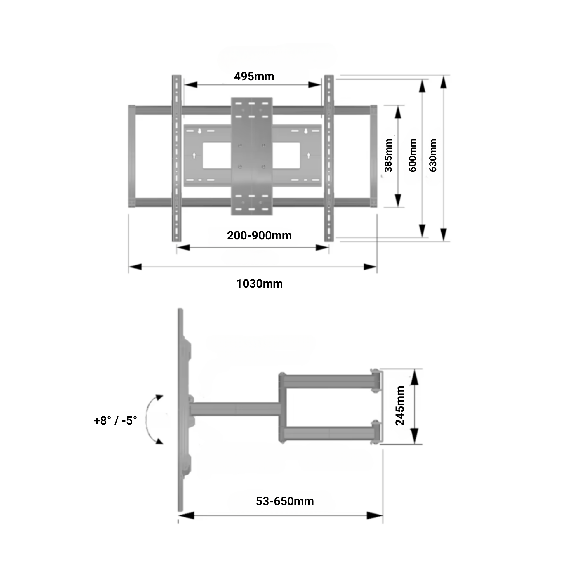 A-PEQ DY1095 Draai- en kantelbare muurbeugel | 55-110 inch, 125 kg
