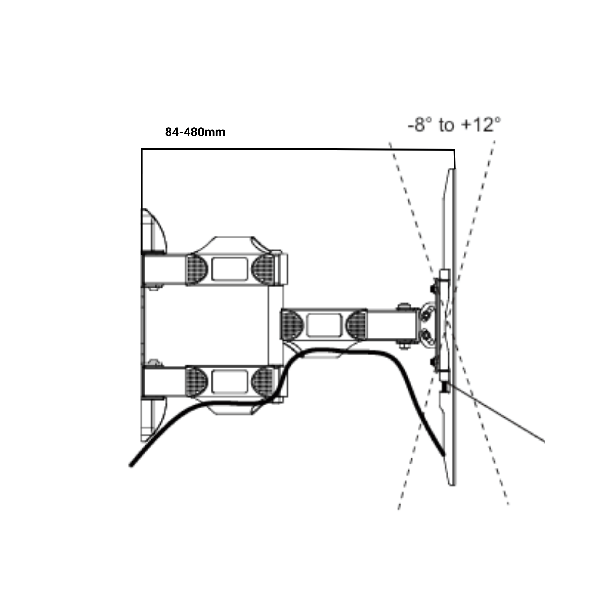 Bratek 64AT wandmontagebeugel | 94–216 cm, 60 kg, draaibaar