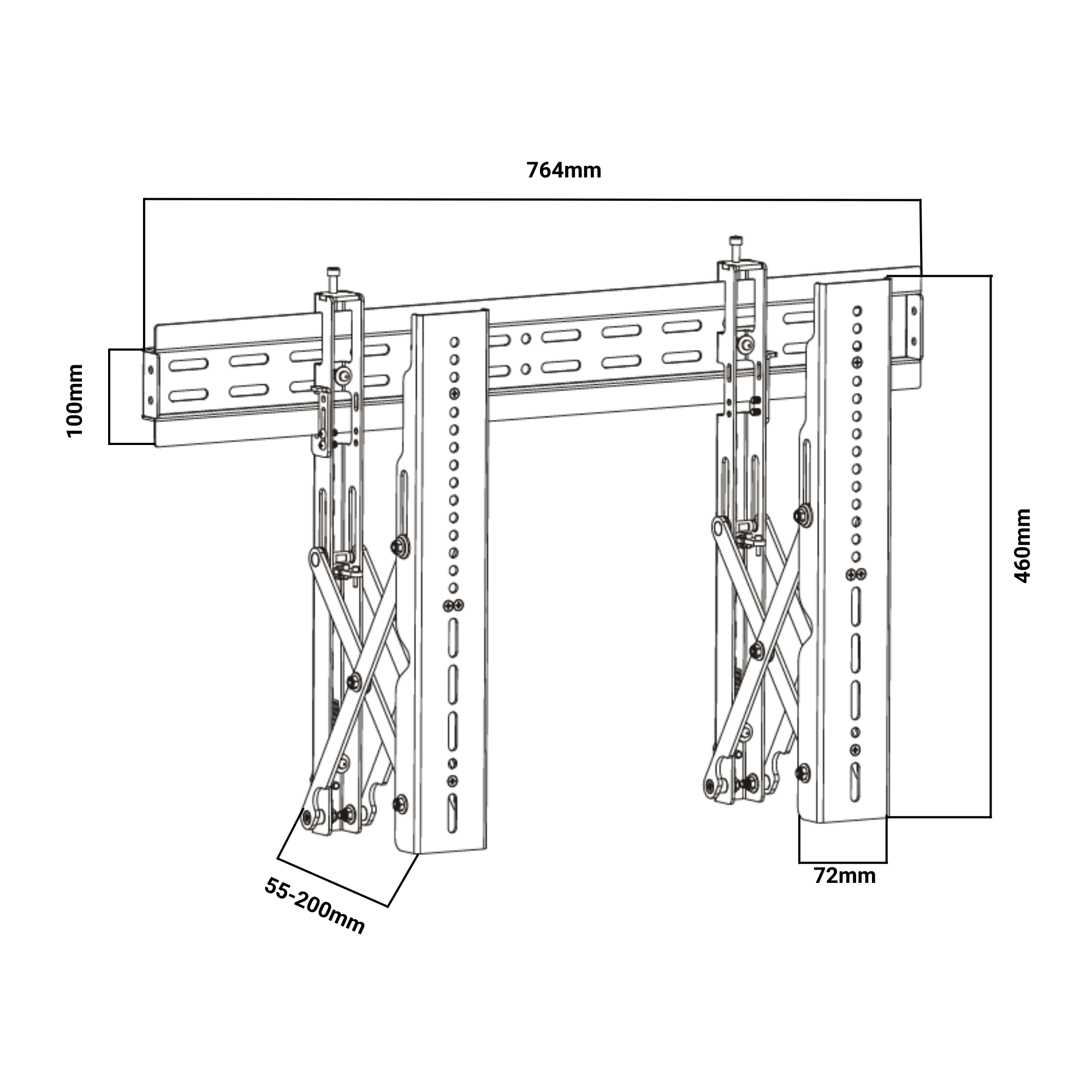 Bratek PP64T Pro videowall | 70 inch, 45 kg, VESA 600×400
