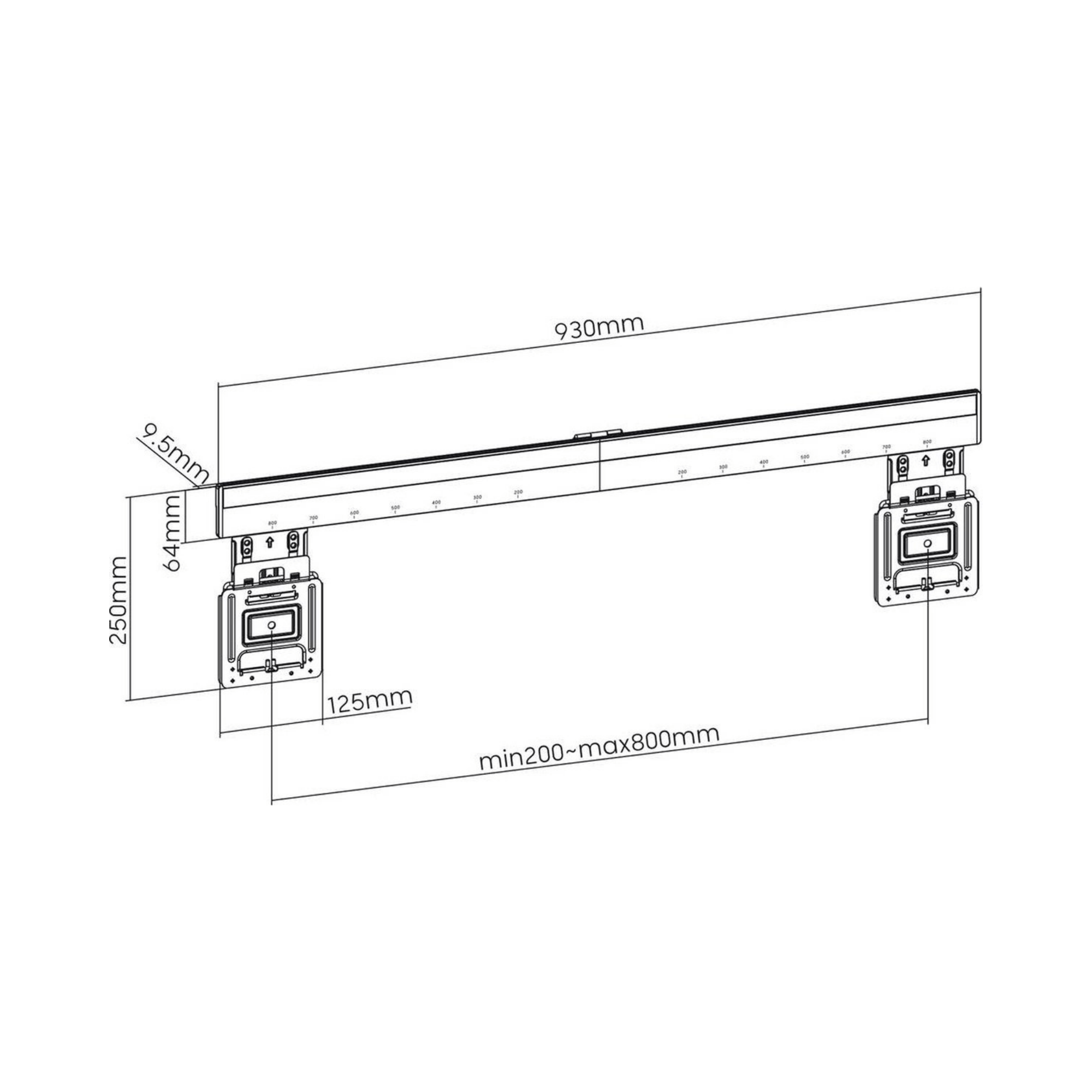 A-PEQ Ultraplatte muurbeugel | 94-216 cm, 75 kg, slechts 9,5 mm tussenruimte