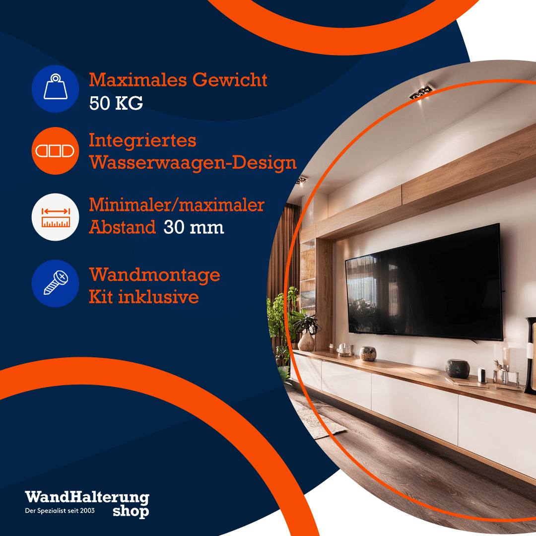 Flache TV-Wandhalterung A-PEQ APL-3 – Geeignet für TVs bis maximal 85 Zoll