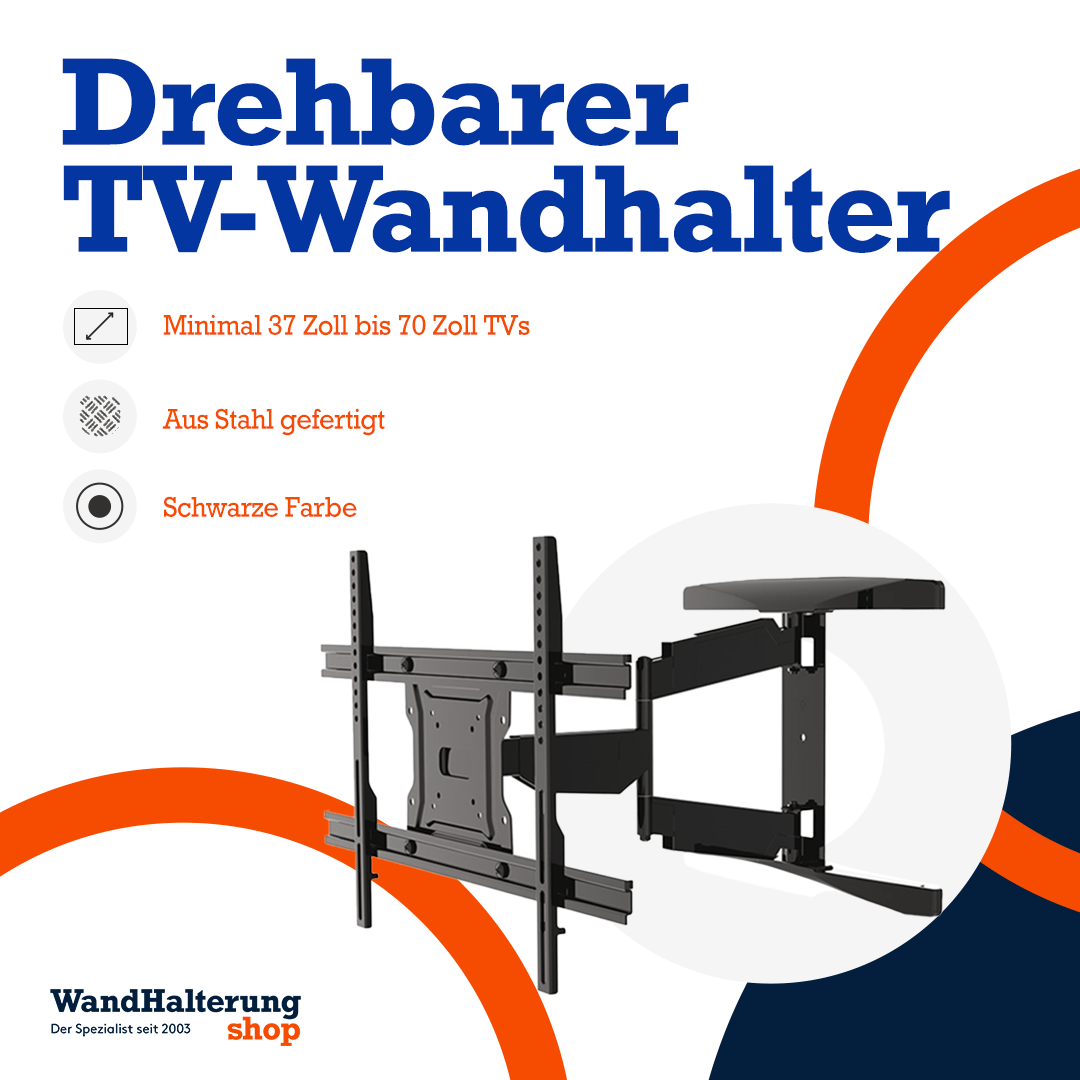 A-PEQ APL-64 TV-Wandhalterung – Schwenkbar, passend für 37-70 Zoll, bis 40 kg, schwarz