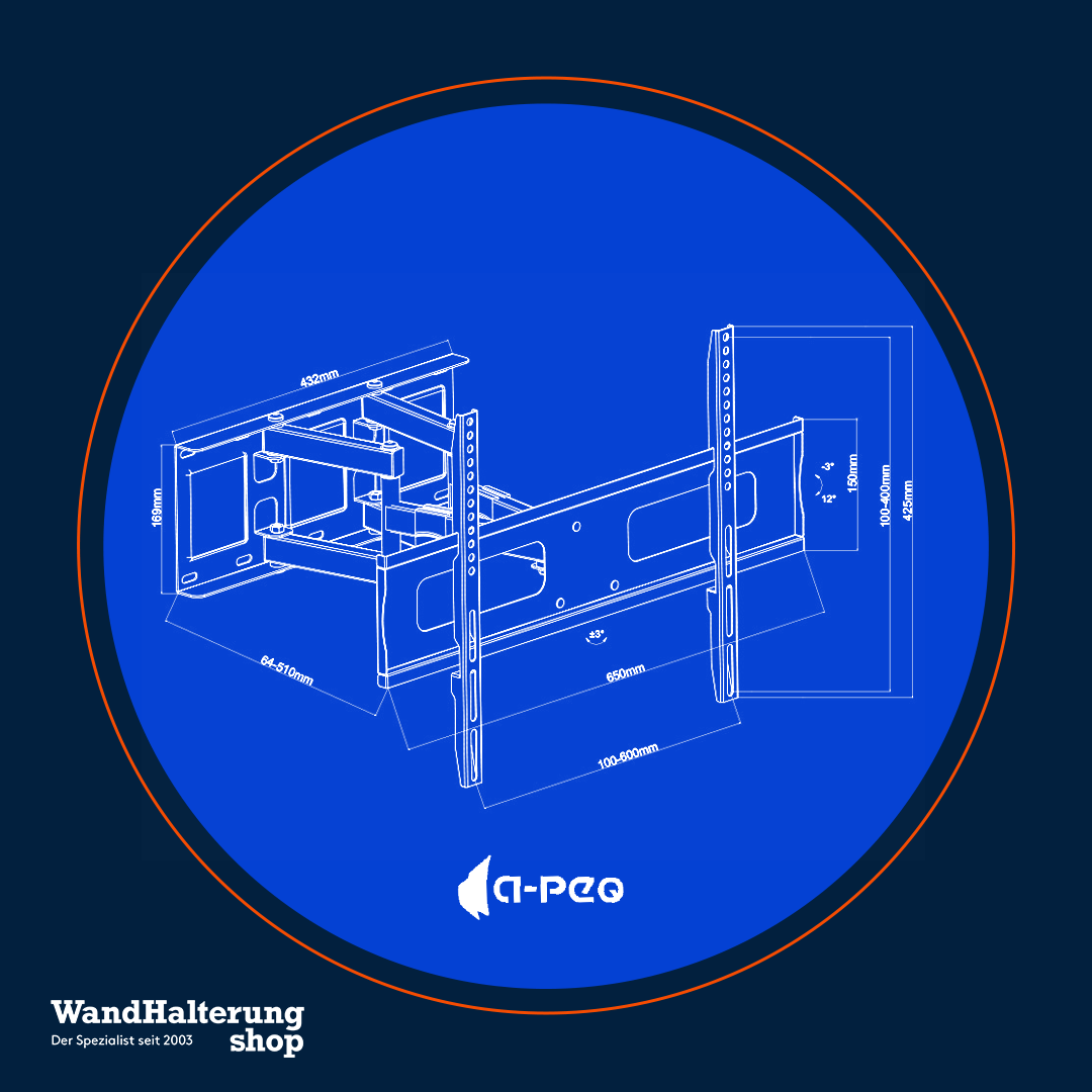 Neig- und schwenkbare TV-Wandhalterung A-PEQ APL-85B – Für 40-90 Zoll Fernseher