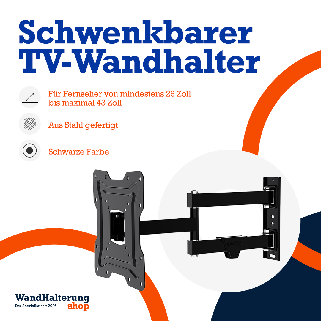 A-PEQ APM-42B schwenkbare Wandhalterung – Für TVs bis 43 Zoll