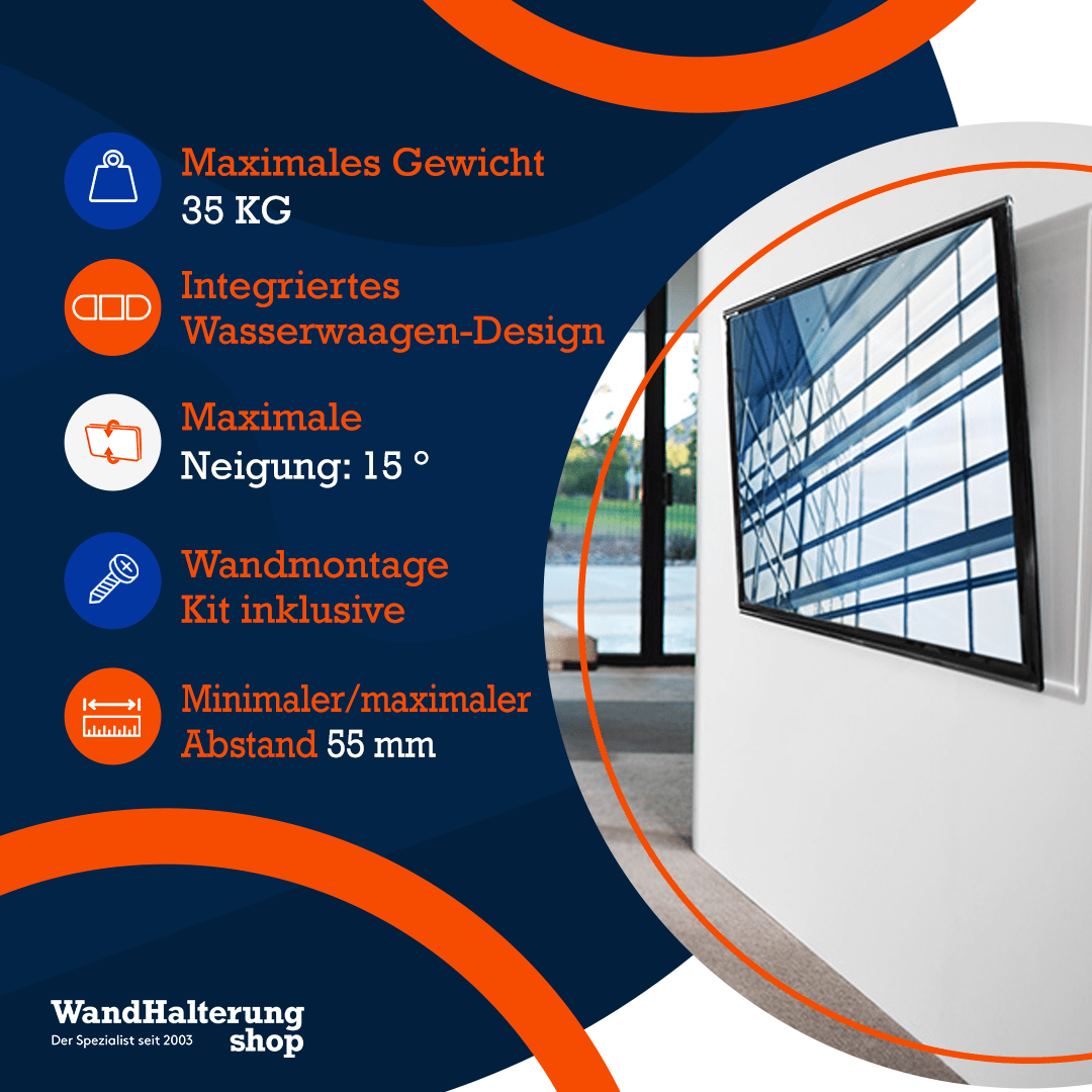 Neigbare TV-Wandhalterung A-PEQ APS-5 – Passend für 26-40 Zoll, schwarz