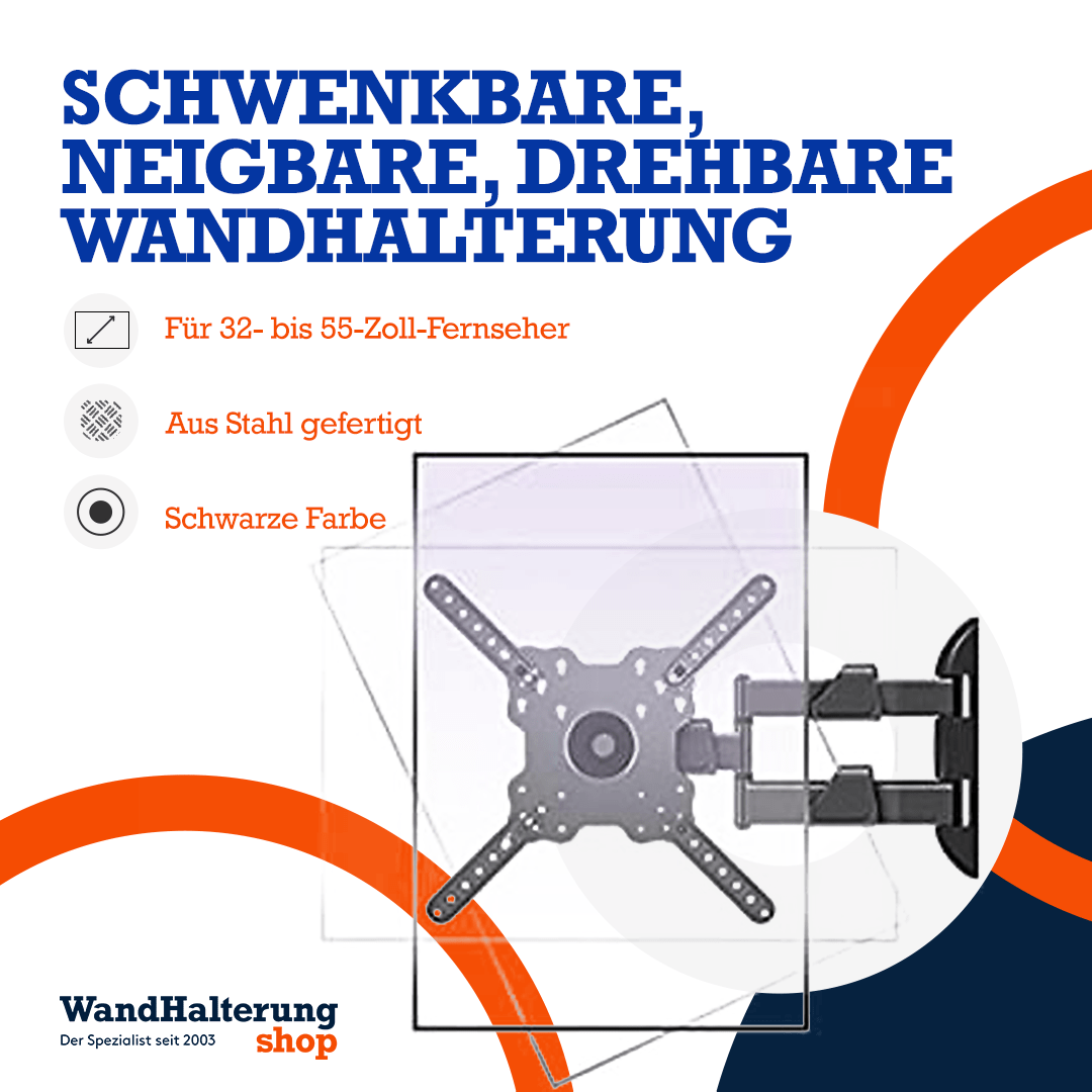 A-PEQ DY3255 drehbare und neigbare Wandhalterung – Für Fernseher von 32 bis 55 Zoll
