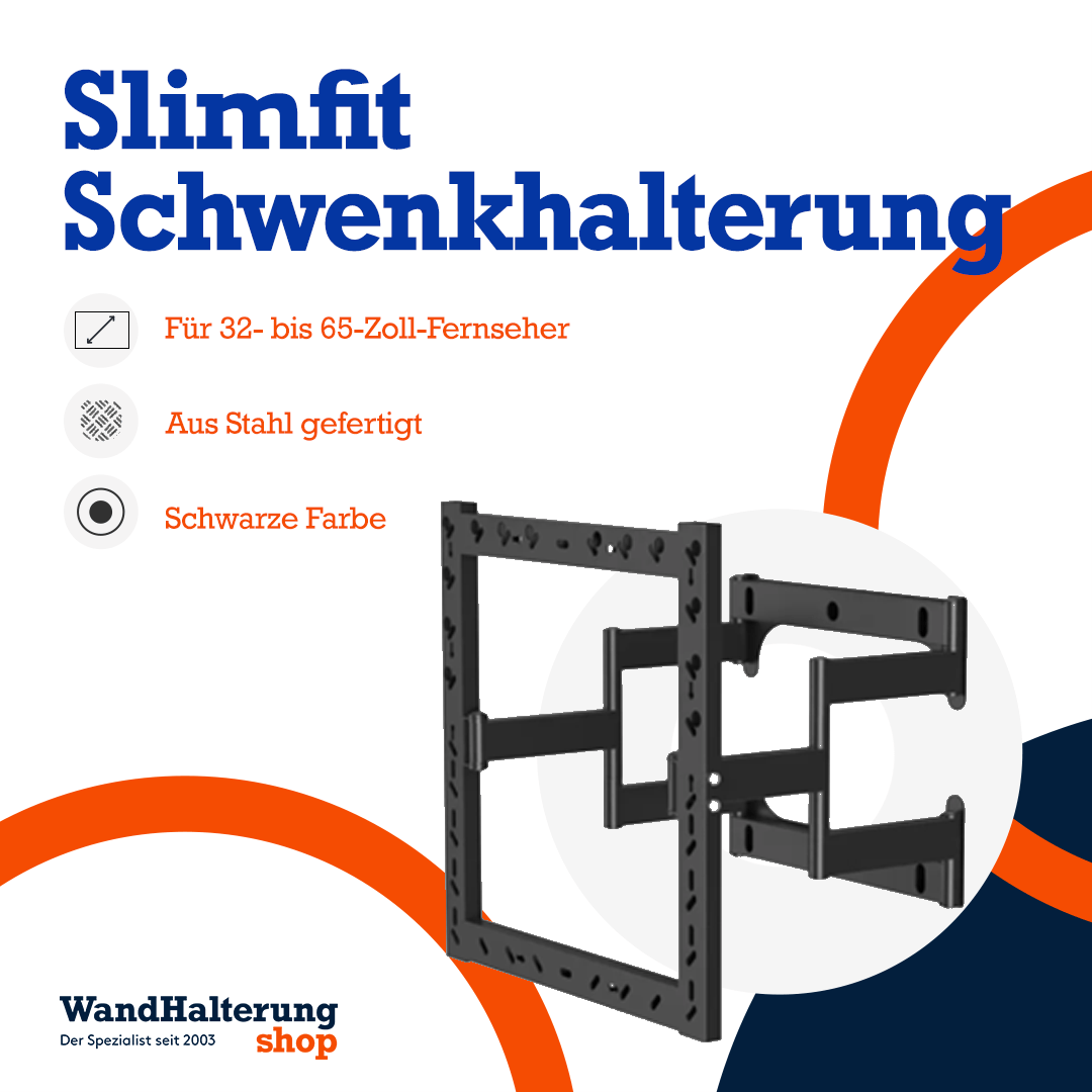 A-PEQ DY620L SLIMFIT schwenkbare und neigbare Wandhalterung – Für 32-65 Zoll Fernseher