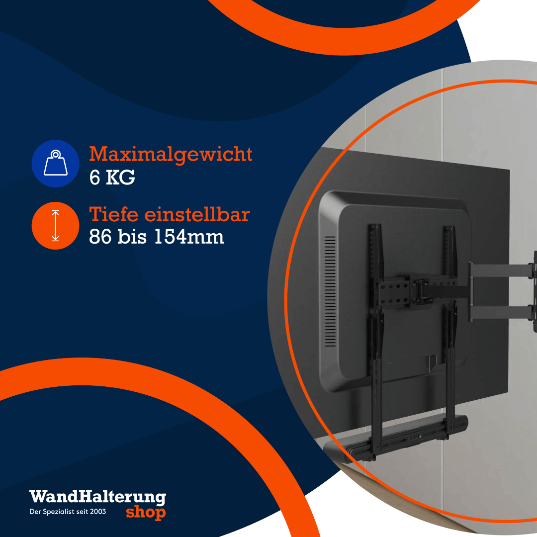 A-PEQ SBB64 Halterung für Soundbars – Universal, 688 mm breit, bis 6 kg