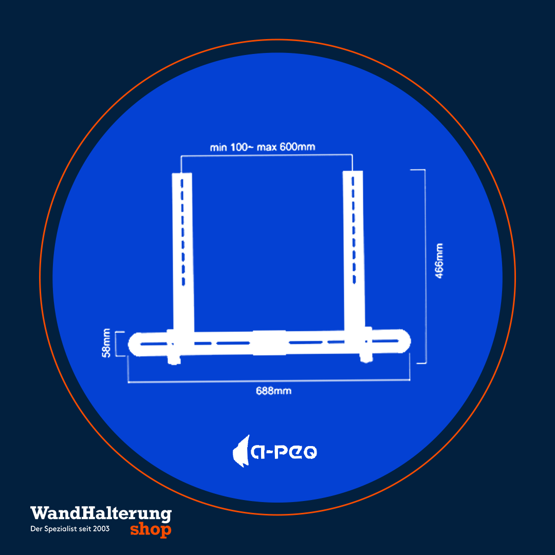 A-PEQ SBB64 Universal-Halterung – Für Soundbars, 688 mm Breite, max. 6 kg Tragkraft