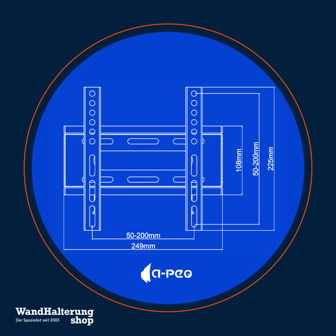 Sony VESA-Adapter mit A-PEQ APS-3 TV-Wandhalterung – Flaches Design, schwarz, für Fernseher bis 40 Zoll, max. 35 kg