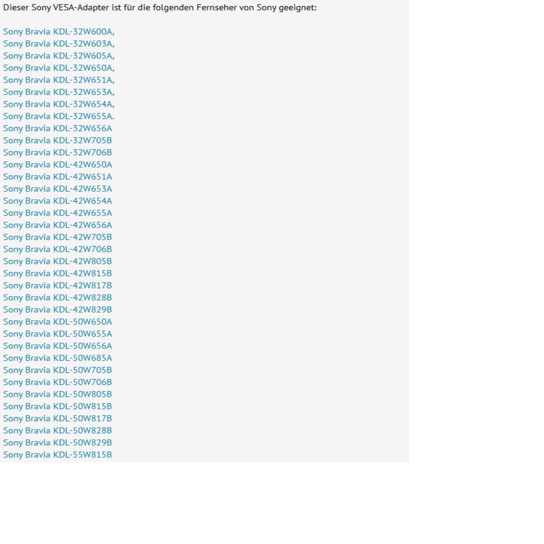 Sony VESA Adapter für diverse Modelle 2013 & 2014 - Wandhalterungshop