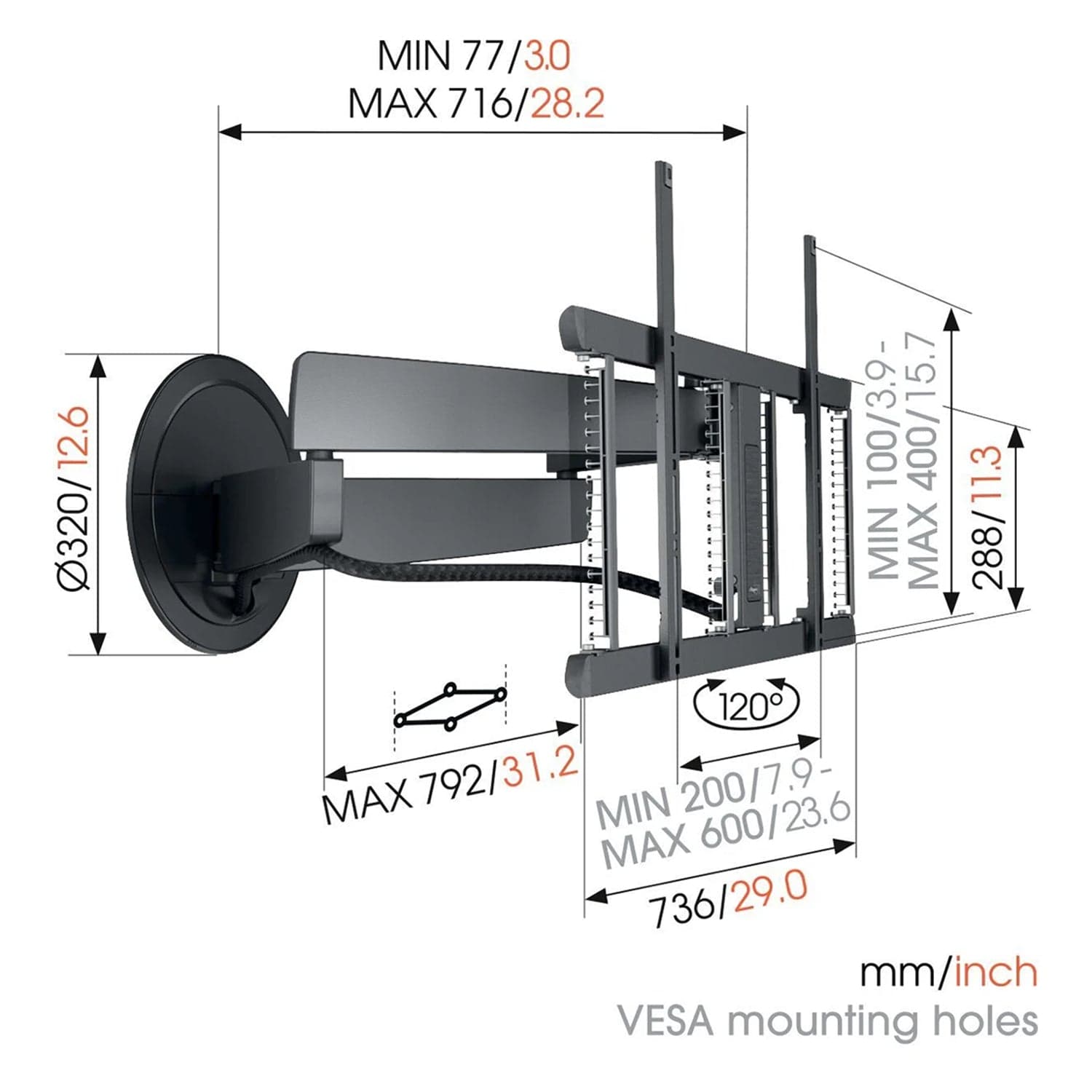 Vogel's Signature TVM 7675 elektrische tv-muurbeugel, max. 77 inch