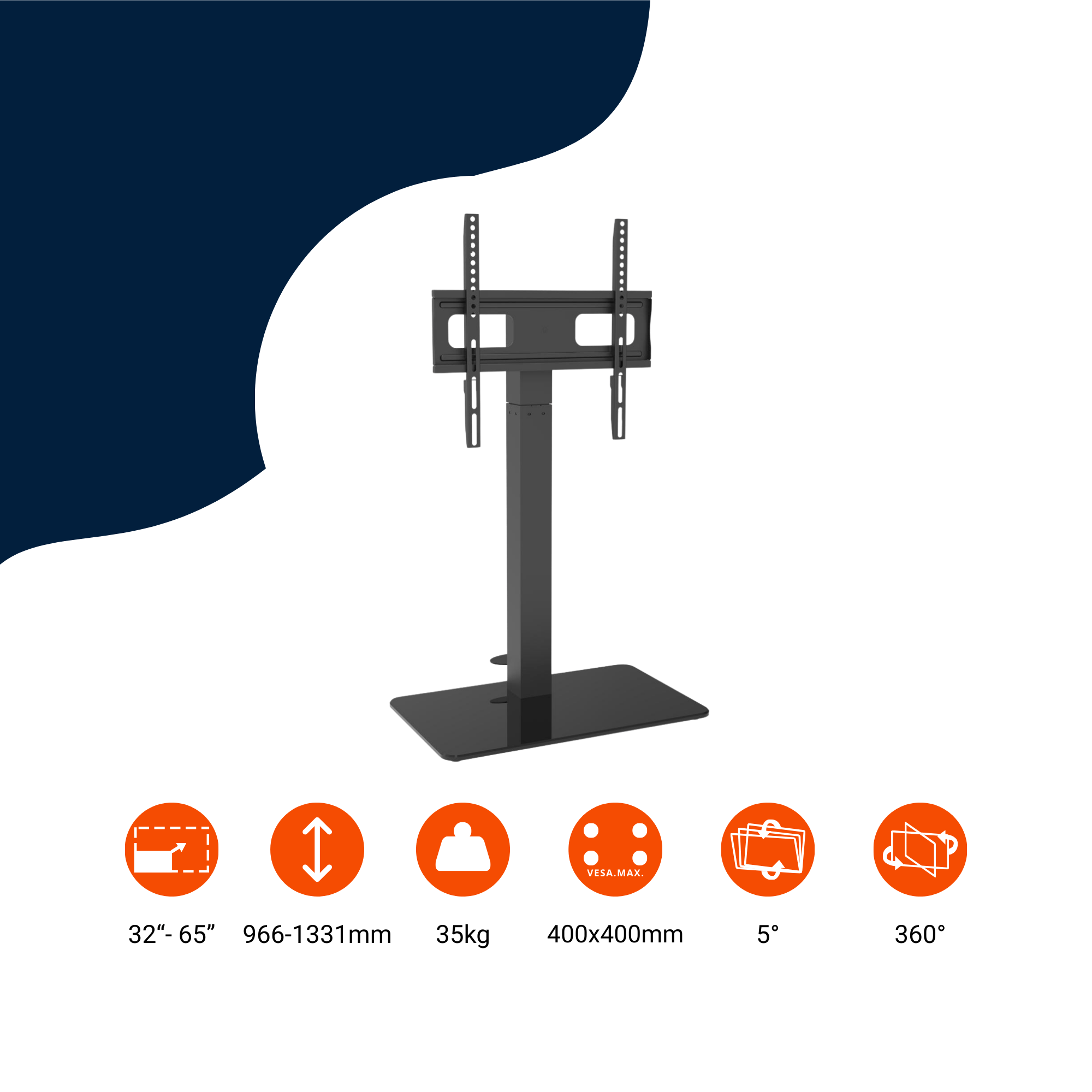 A-PEQ 6444 tv-standaard | tot 65 inch, 35 kg, VESA 400×400