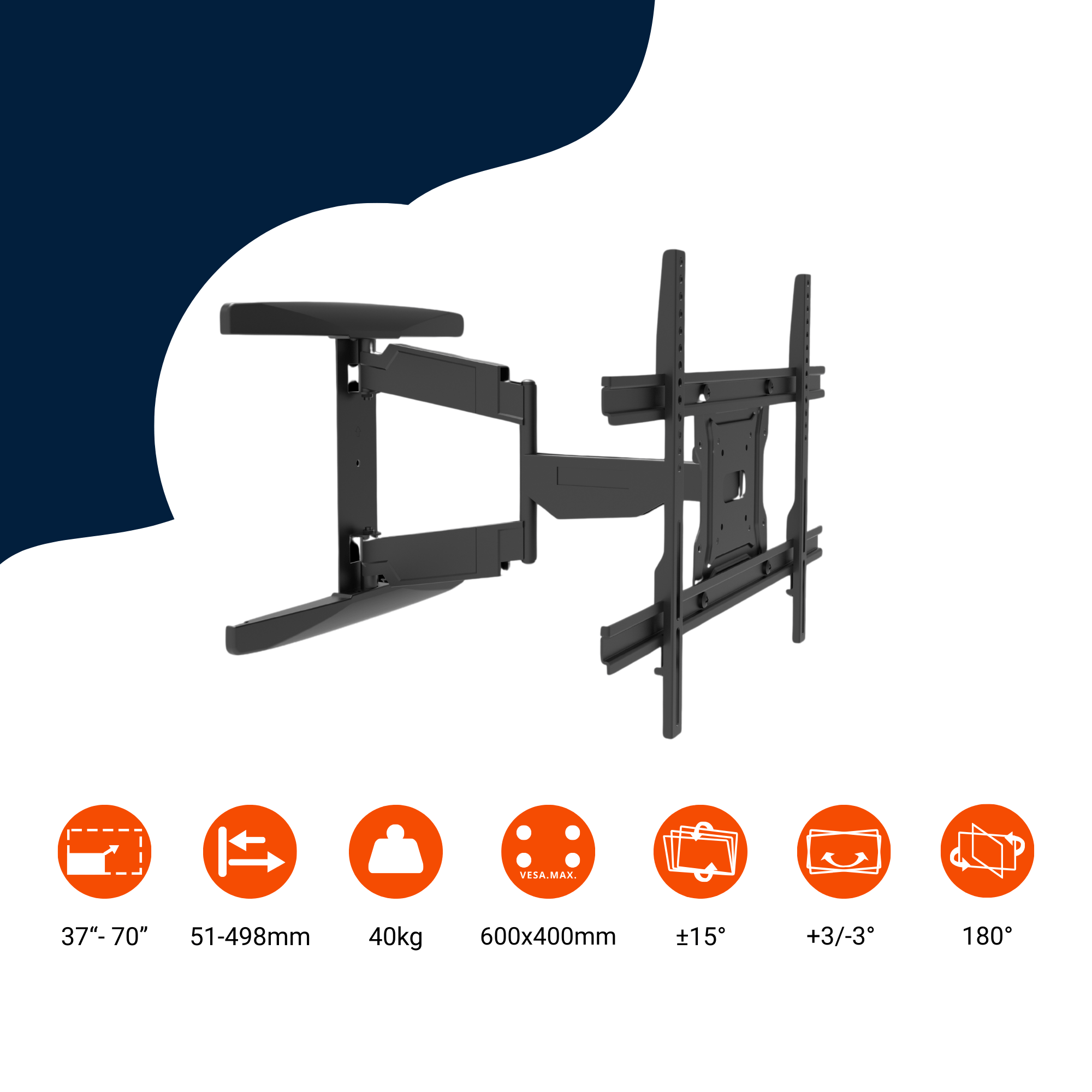 A-PEQ APL-64 Muurbeugel | 94-178 cm, 40 kg, Draaibaar &amp; Laag Profiel