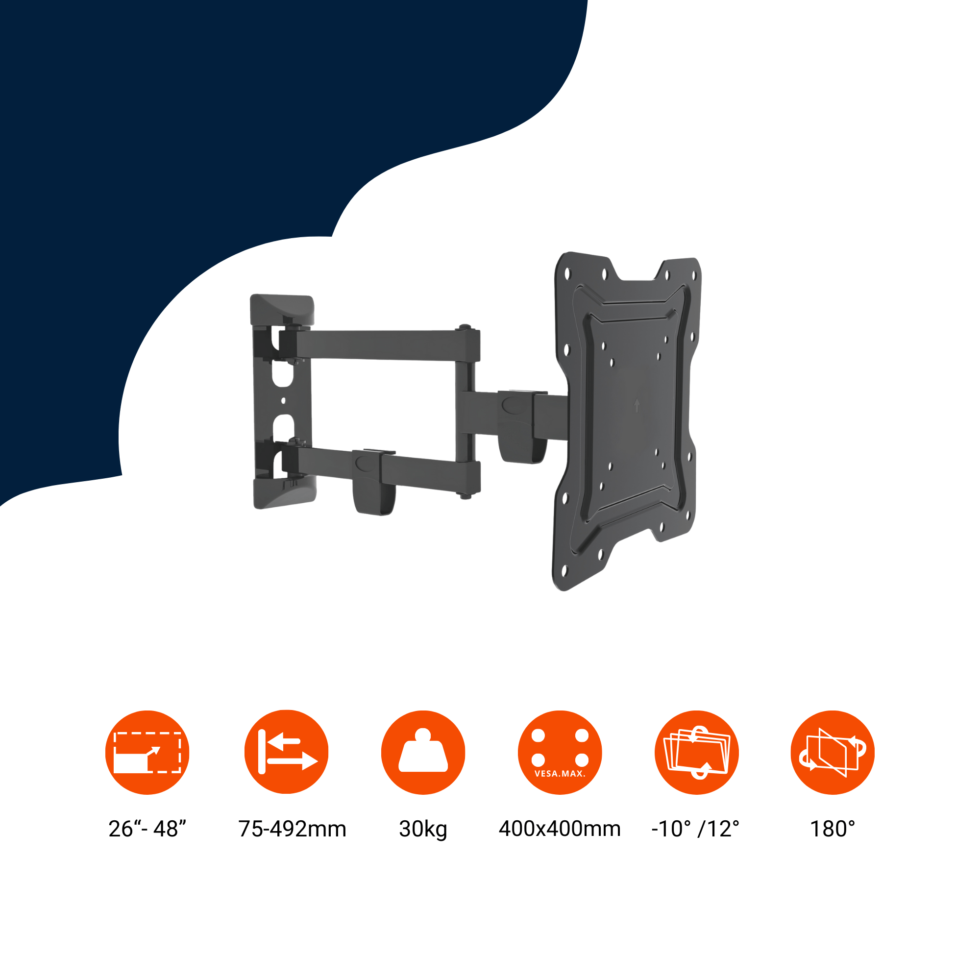 A-PEQ APM-81B Muurbeugel | 122 cm, 30 kg, draai- en kantelbaar