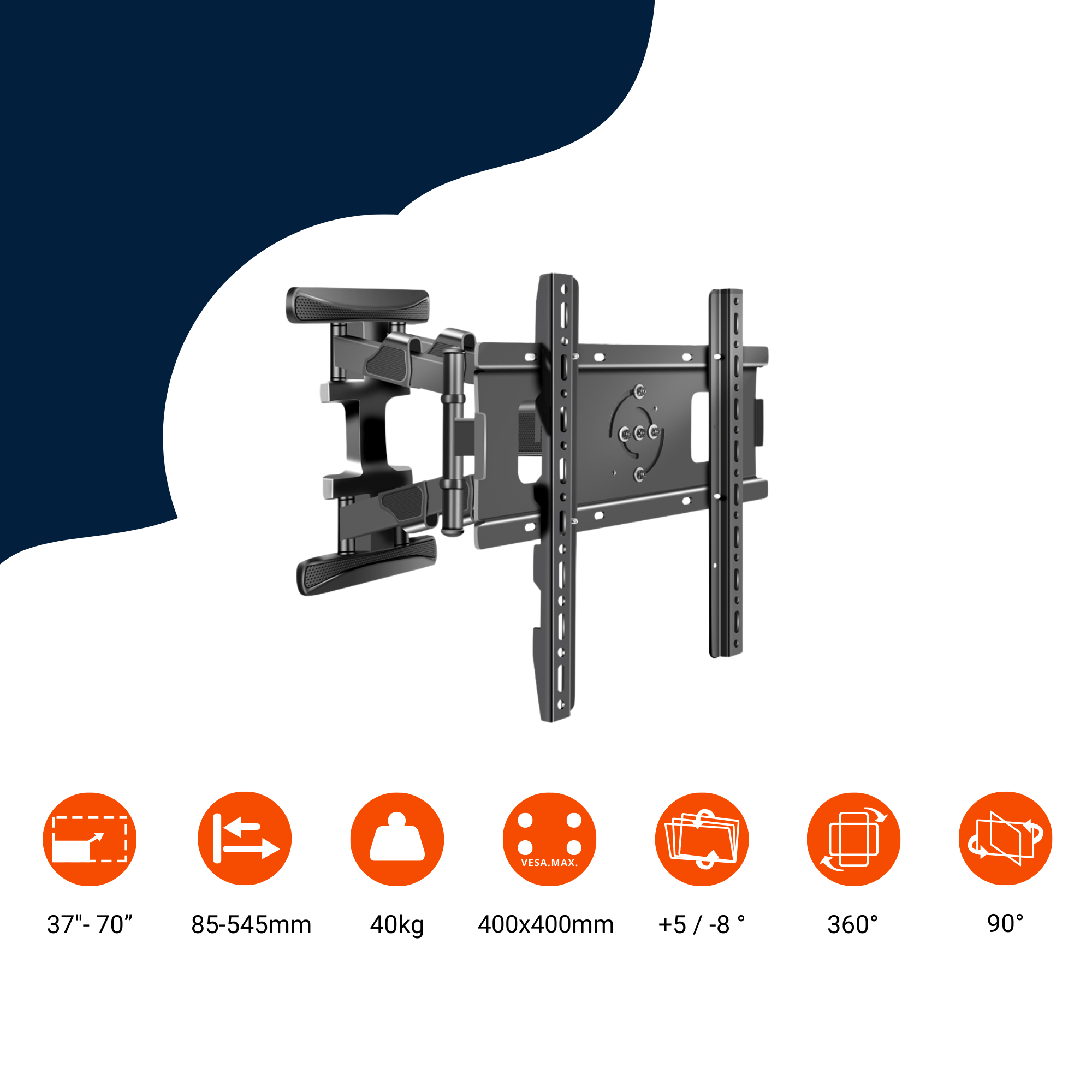 A-PEQ DY3770 Muurbeugel | 94-178 cm, 40 kg, 360° draaibaar