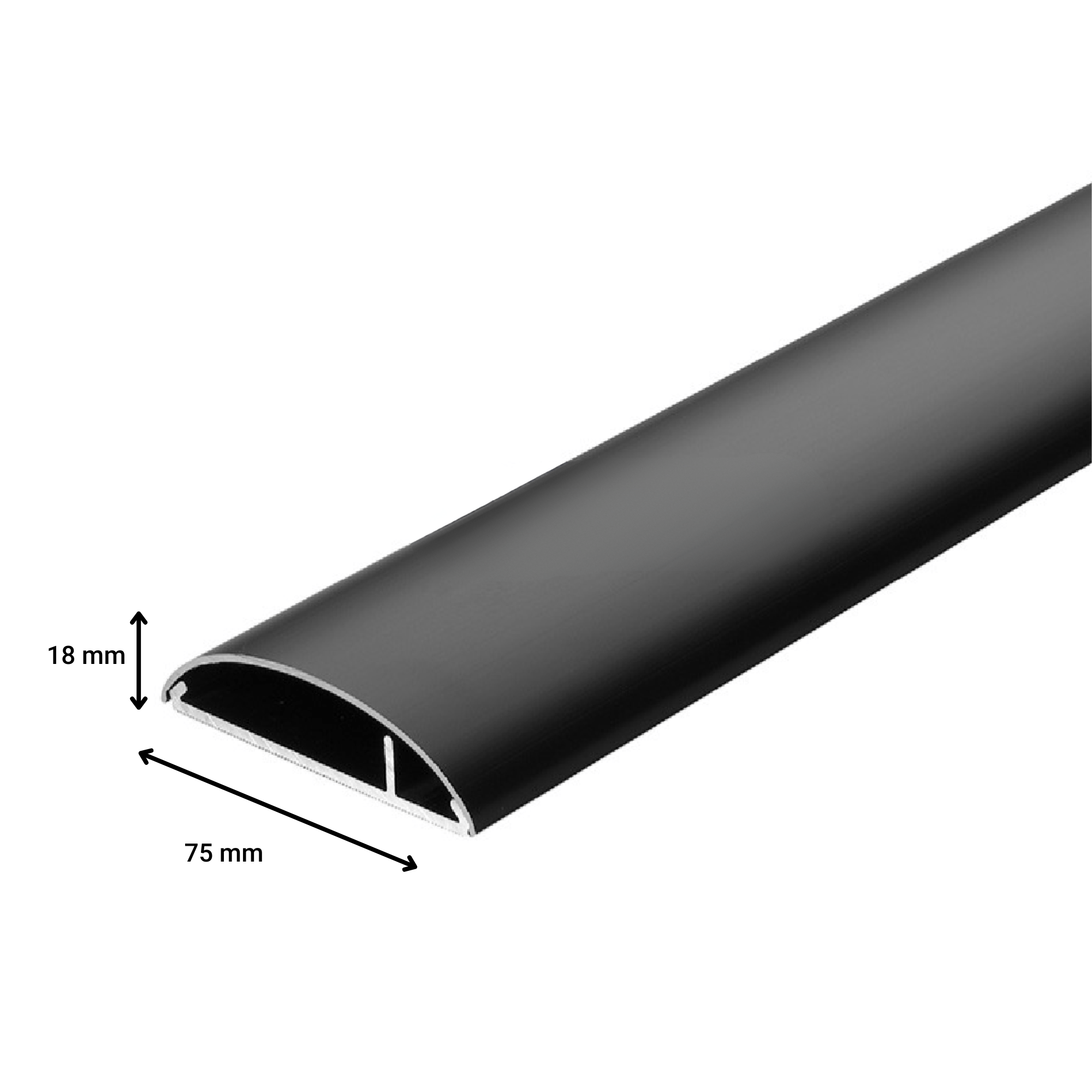 Aluminium kabelgoot breedte: 75mm x lengte: ± 1000mm zwart