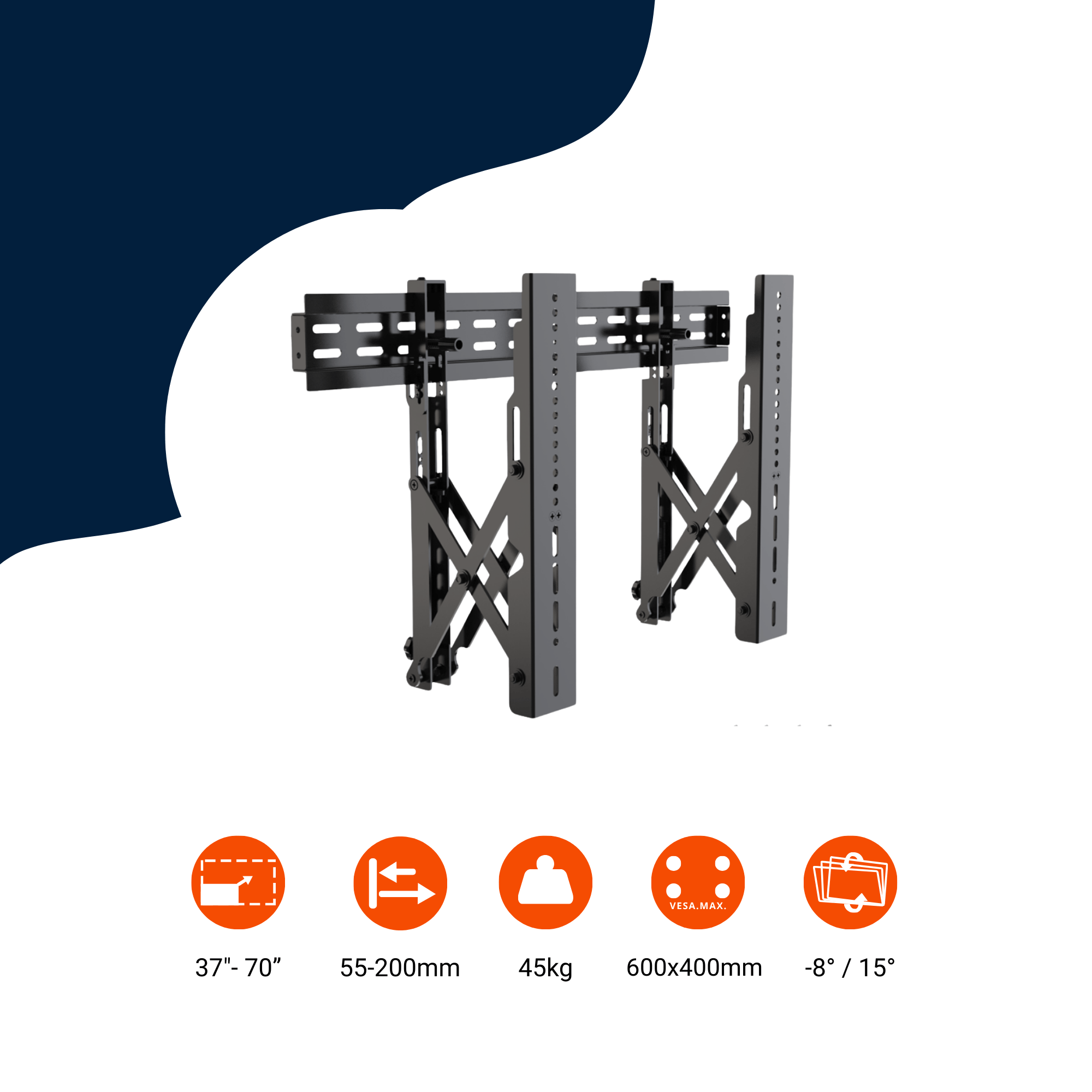 Bratek PP64T Pro videowall | 70 inch, 45 kg, VESA 600×400