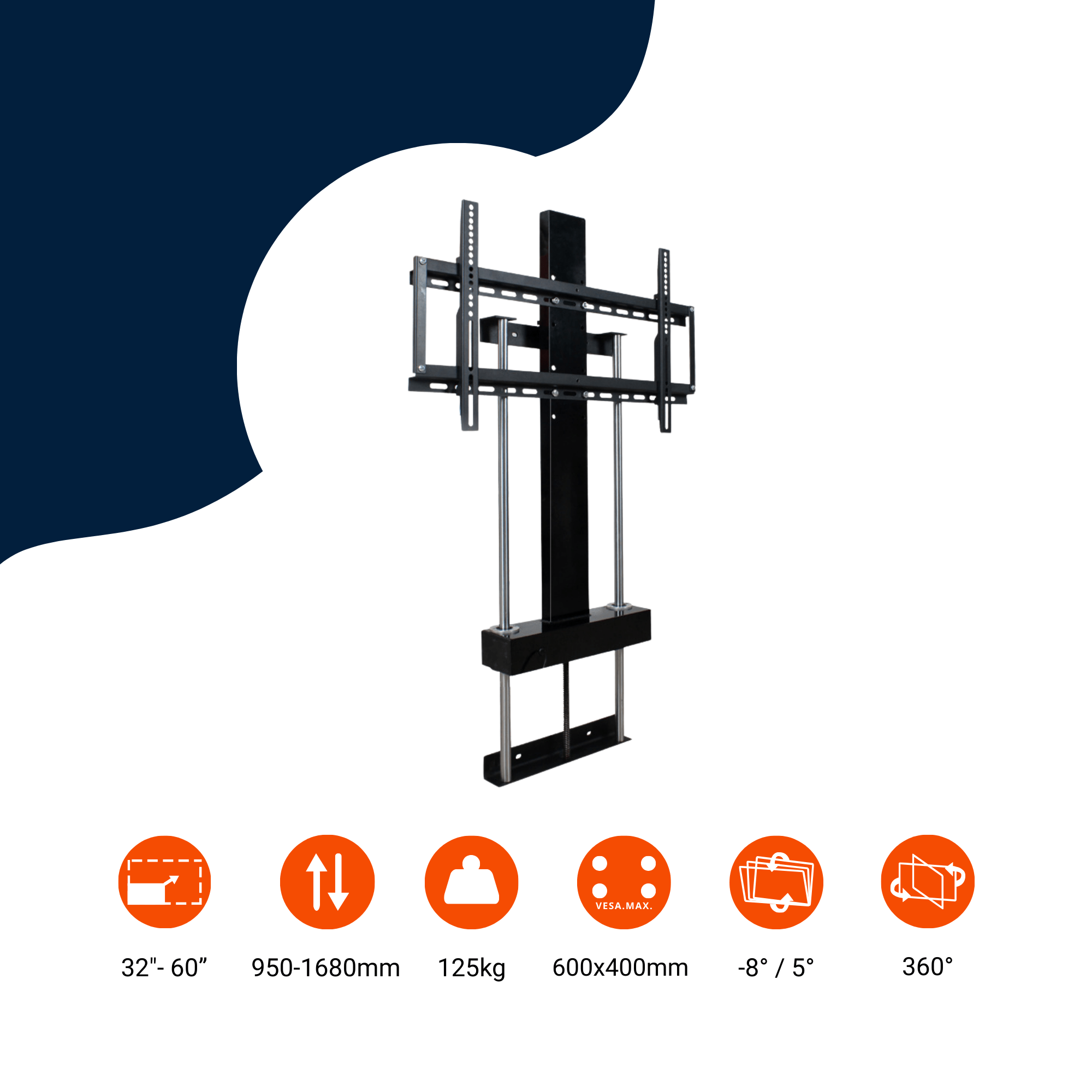 Bratek tv-lift | 55-110 inch, 125 kg, hoogteverstelling 500-2000 mm