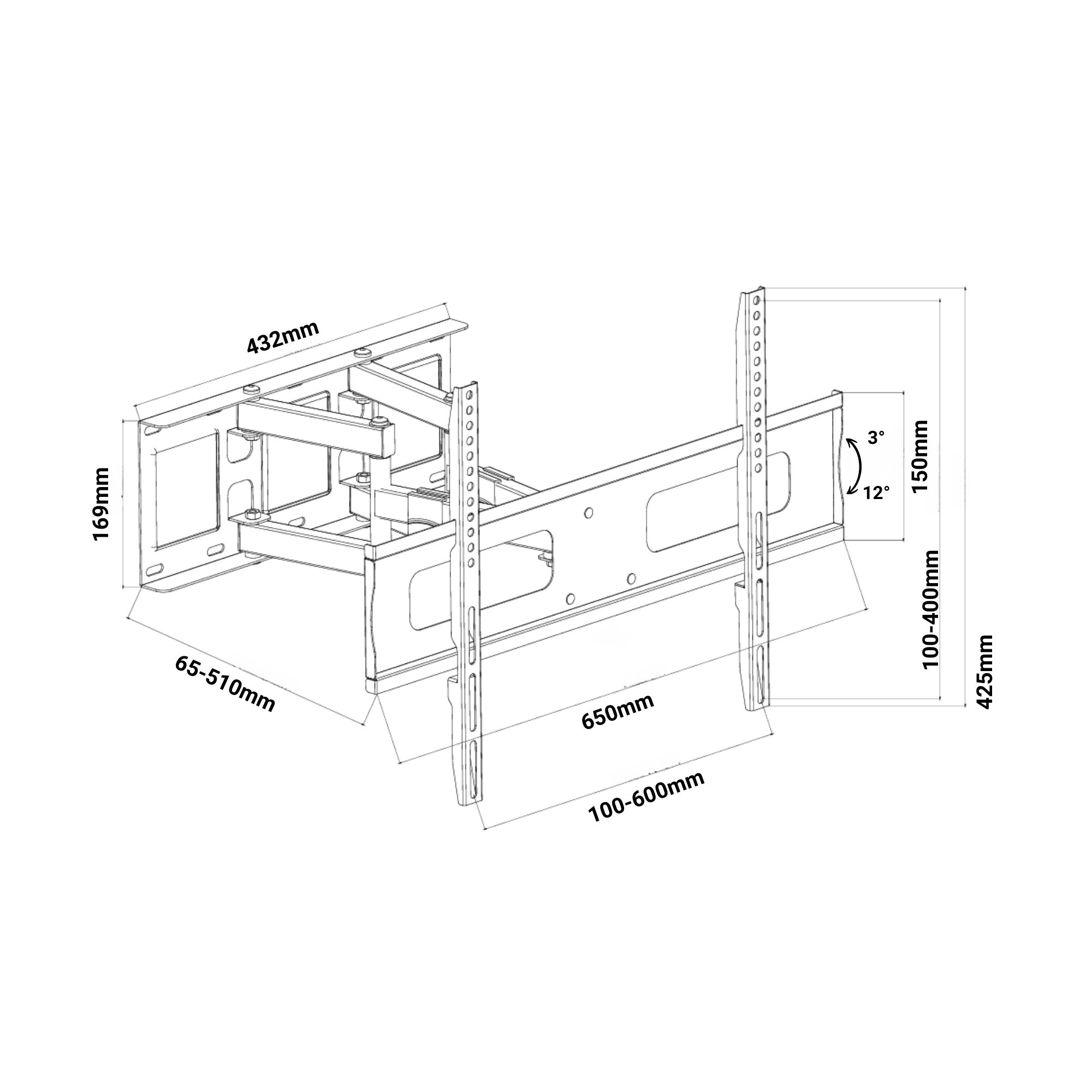 A-PEQ APL-85B Muurbeugel | 40-85 inch, draai- en kantelbaar, tot 50 kg