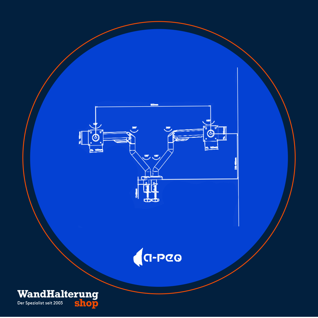 A-PEQ 922 Schreibtisch-Monitorhalterung für 2 Bildschirme