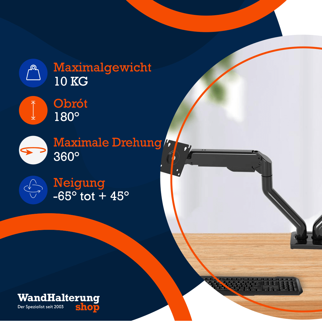 Gasfeder-gesteuerter Monitorarm A-PEQ 922