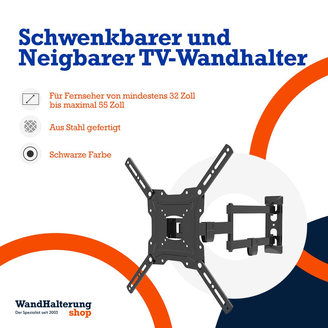 Schwenkbare TV-Wandhalterung A-PEQ APM-81B – Maximal 48 Zoll TVs