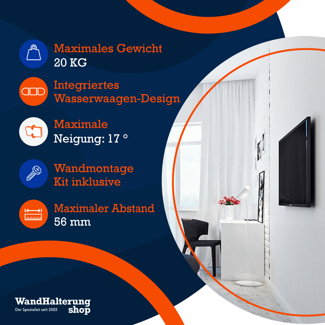 Neigbare TV-Wandhalterung A-PEQ APS-22B – Passend für 10-27 Zoll, schwarz