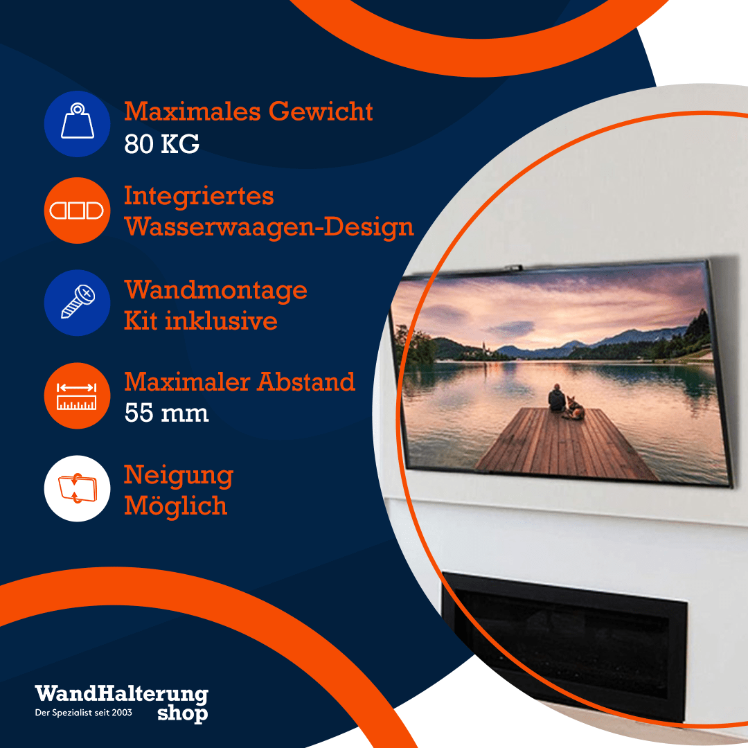 Neigbare TV-Wandhalterung A-PEQ APXLT-50B – Geeignet für max. 100 Zoll TVs
