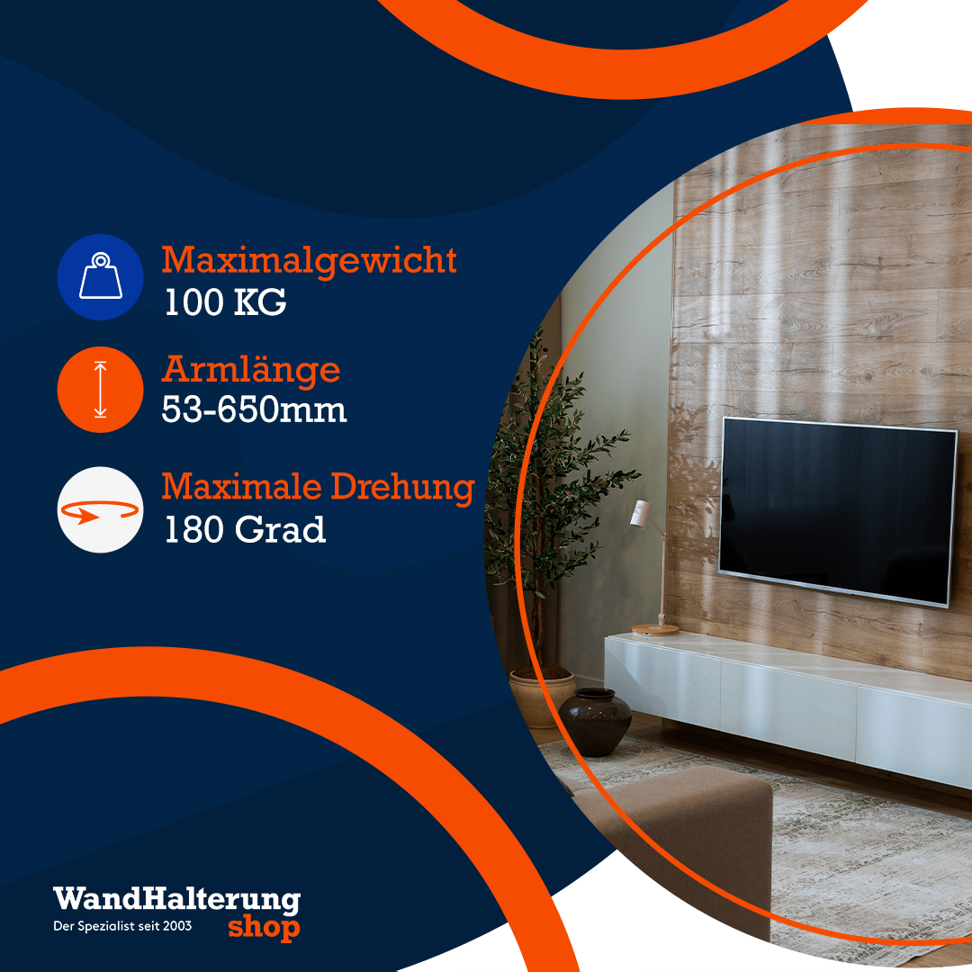 Robuste TV-Wandhalterung A-PEQ DY995 für 55-100 Zoll