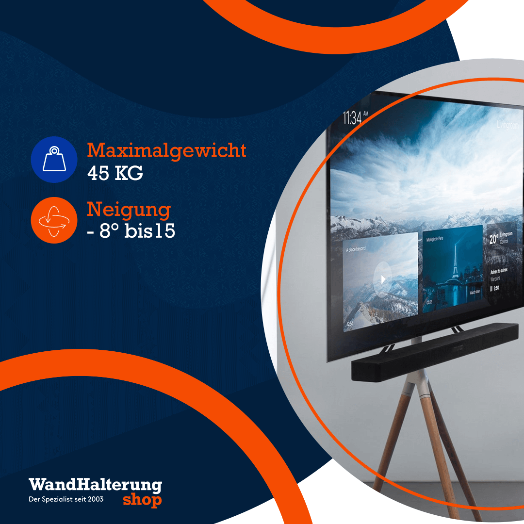 Artistik 164 TV-Bodenständer – Max. 45 kg, kompatibel mit 32-70 Zoll und VESA 600x400
